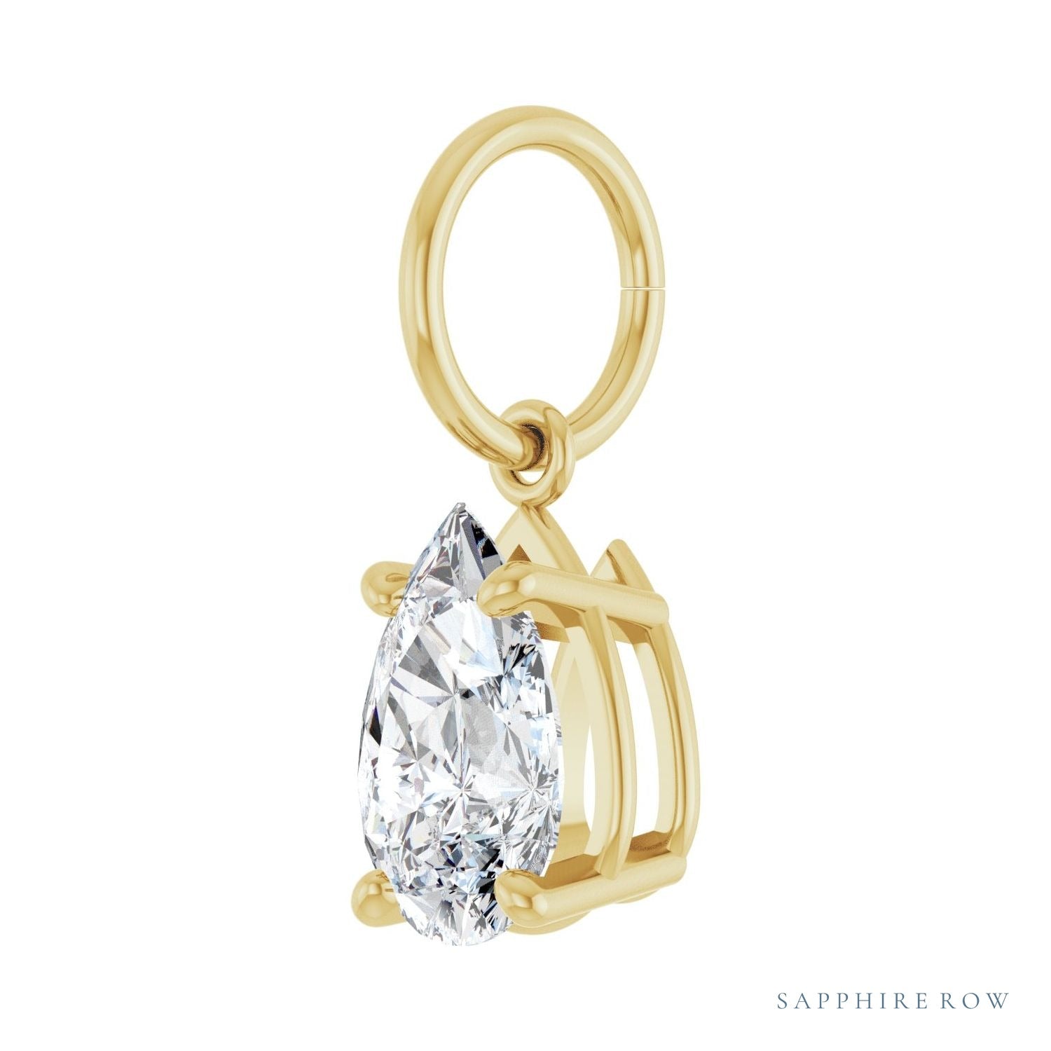 Sapphire Row Lab-Grown Diamond Floating Pear Pendant - 14K Yellow Gold, 3/4 ctw (view 2)
