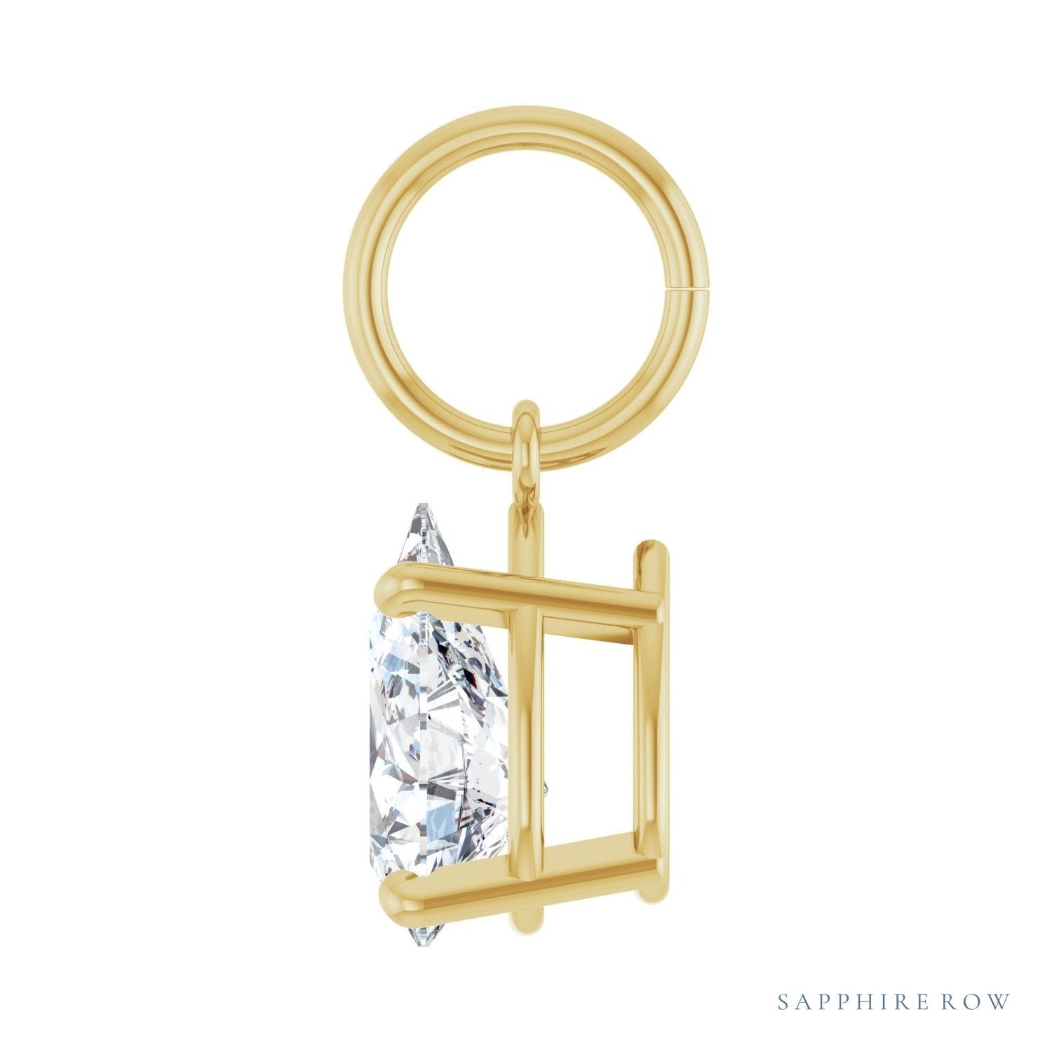 Sapphire Row Lab-Grown Diamond Floating Pear Pendant - 14K Yellow Gold, 3/4 ctw (view 3)