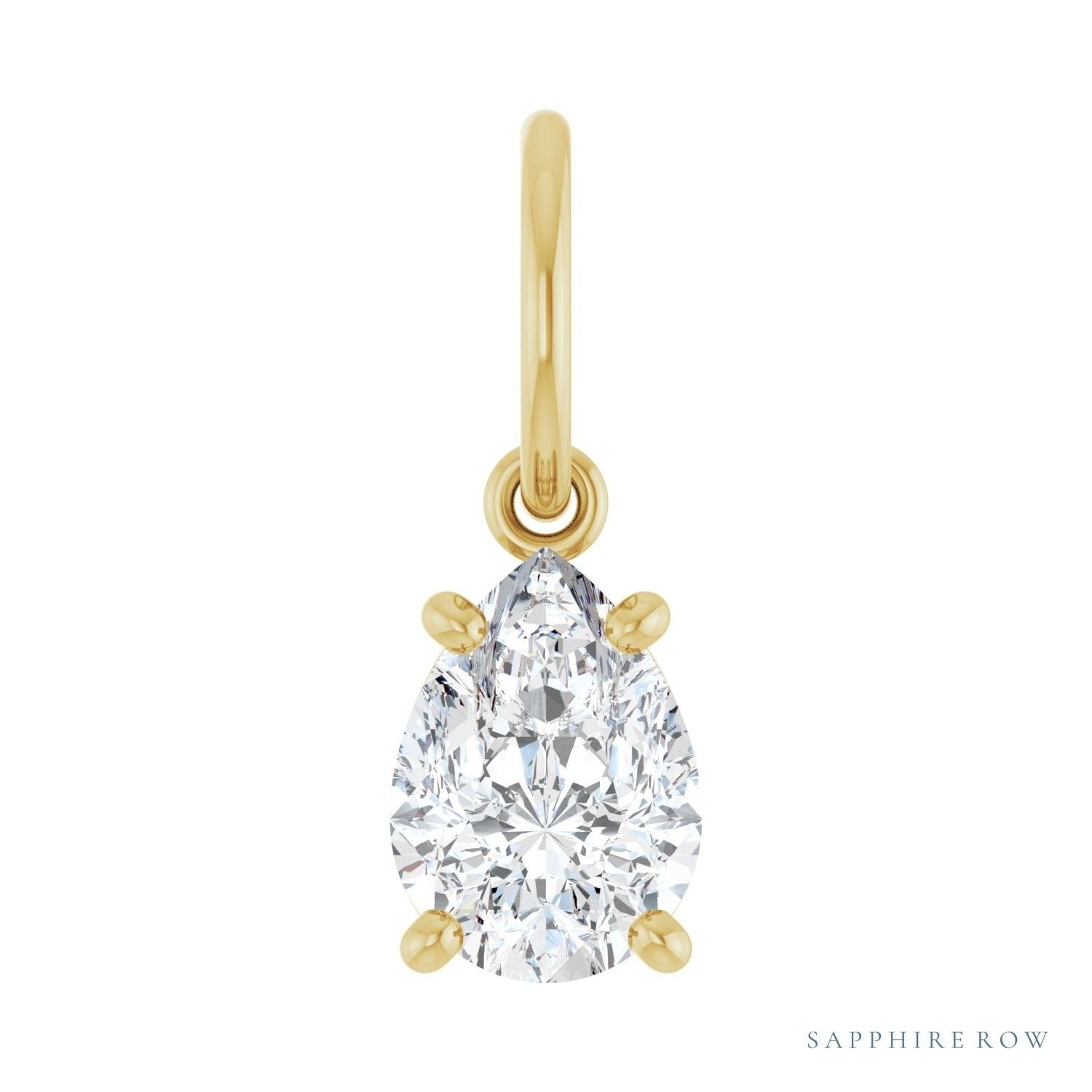 Sapphire Row Lab-Grown Diamond Floating Pear Pendant - 14K Yellow Gold, 5/8 ctw