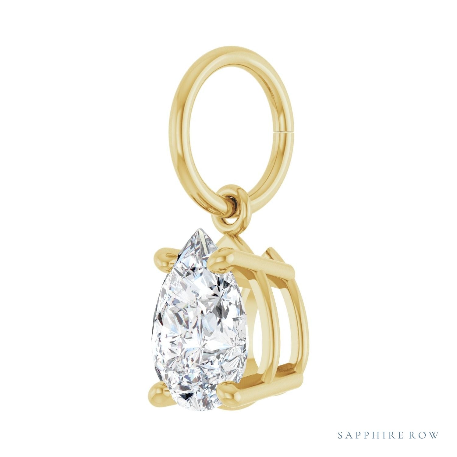 Sapphire Row Lab-Grown Diamond Floating Pear Pendant - 14K Yellow Gold, 5/8 ctw (view 2)