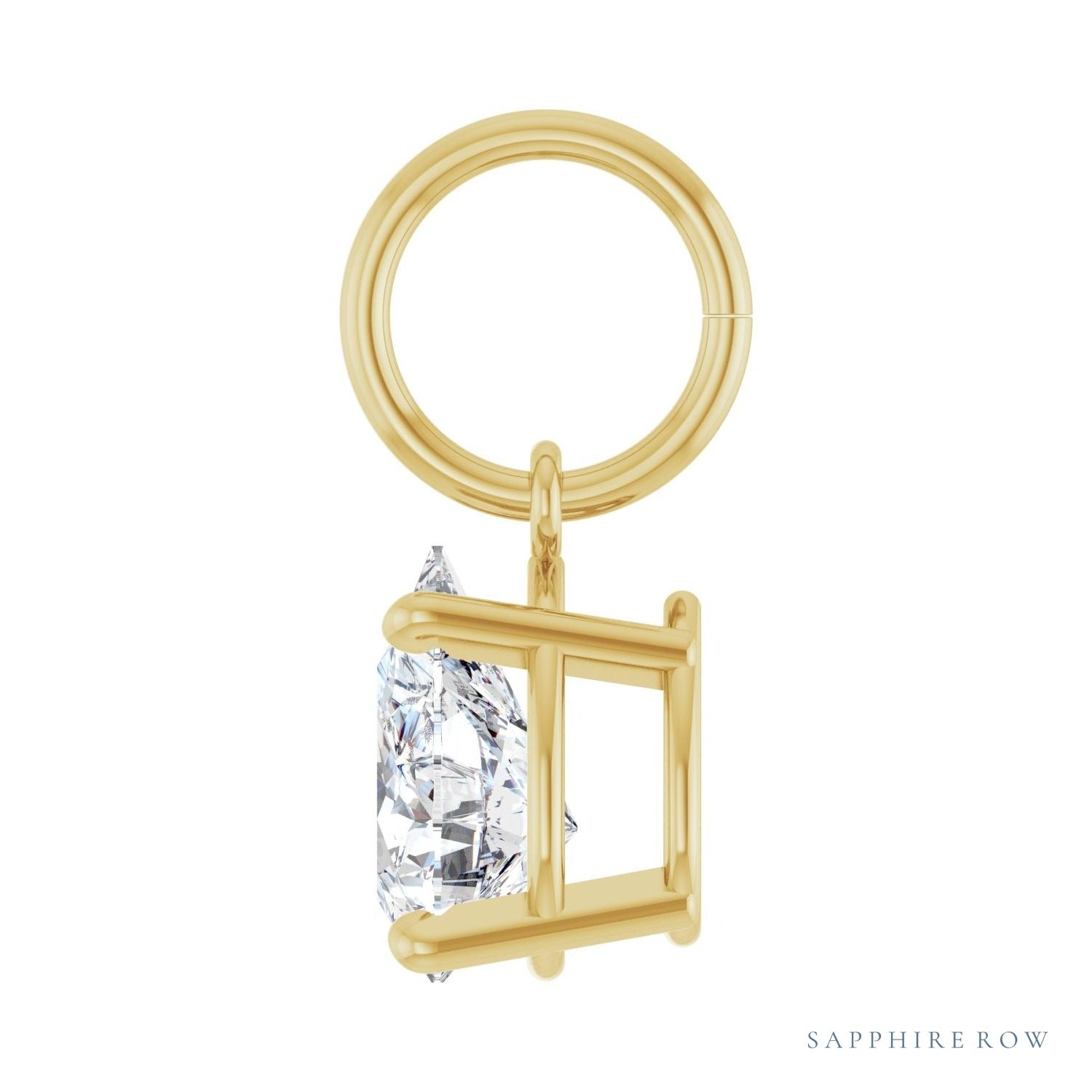 Sapphire Row Lab-Grown Diamond Floating Pear Pendant - 14K Yellow Gold, 5/8 ctw (view 3)