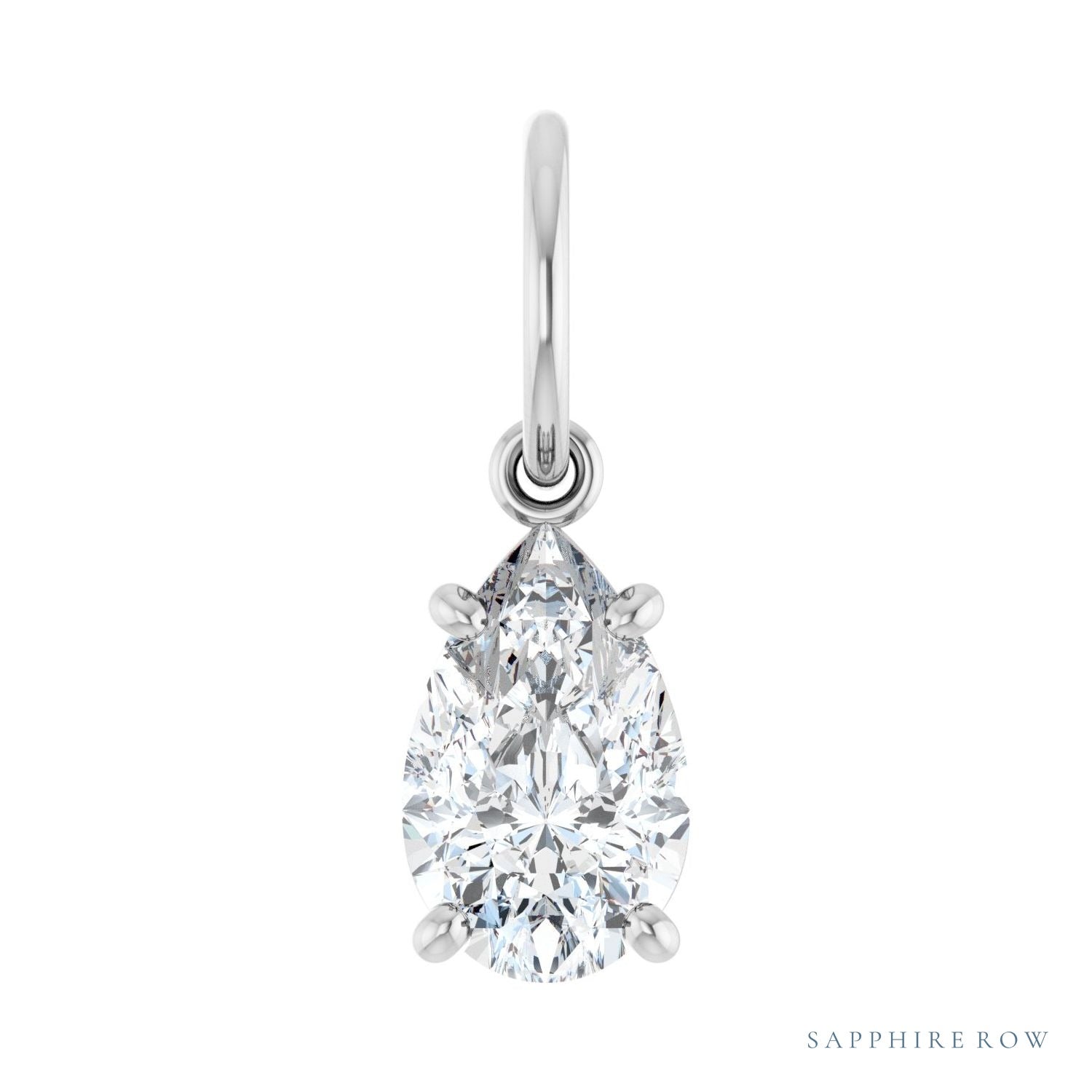 Sapphire Row Lab-Grown Diamond Floating Pear Pendant - 14K White Gold, 3/4 ctw