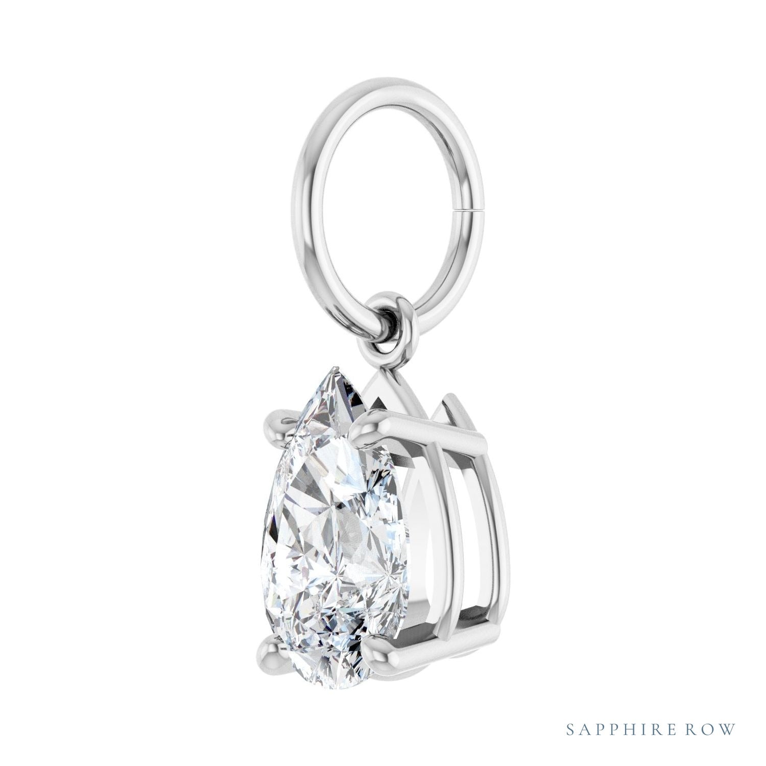 Sapphire Row Lab-Grown Diamond Floating Pear Pendant - 14K White Gold, 3/4 ctw (view 2)