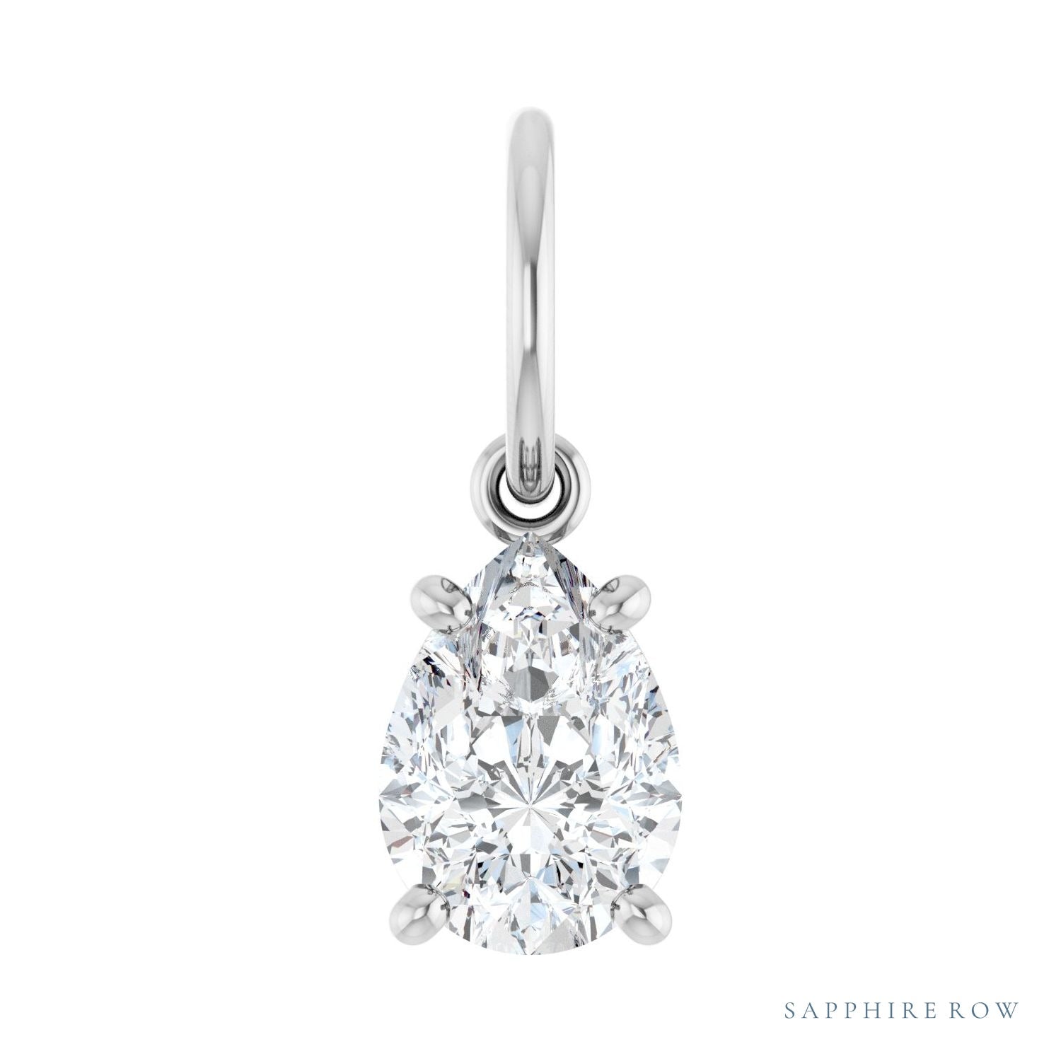 Sapphire Row Lab-Grown Diamond Floating Pear Pendant - 14K White Gold, 5/8 ctw