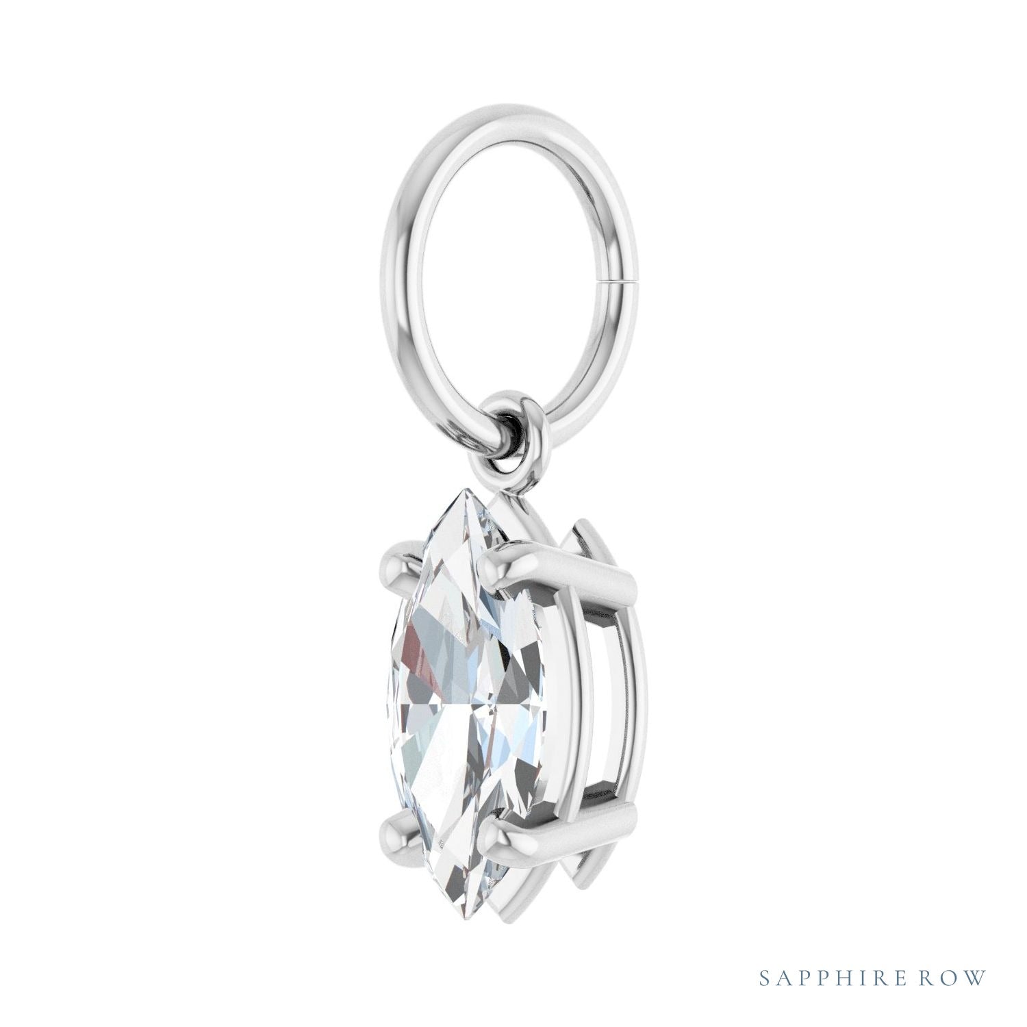 Sapphire Row Lab-Grown Diamond Floating Marquise Pendant - 14K White Gold, 1/2 ctw (view 2)