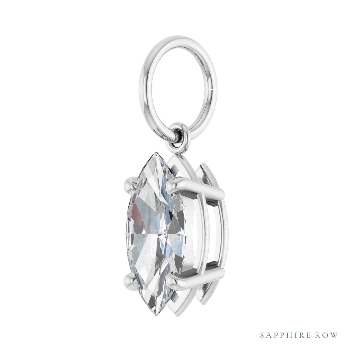 Sapphire Row Lab-Grown Diamond Floating Marquise Pendant - Platinum, 1 ctw (view 2)