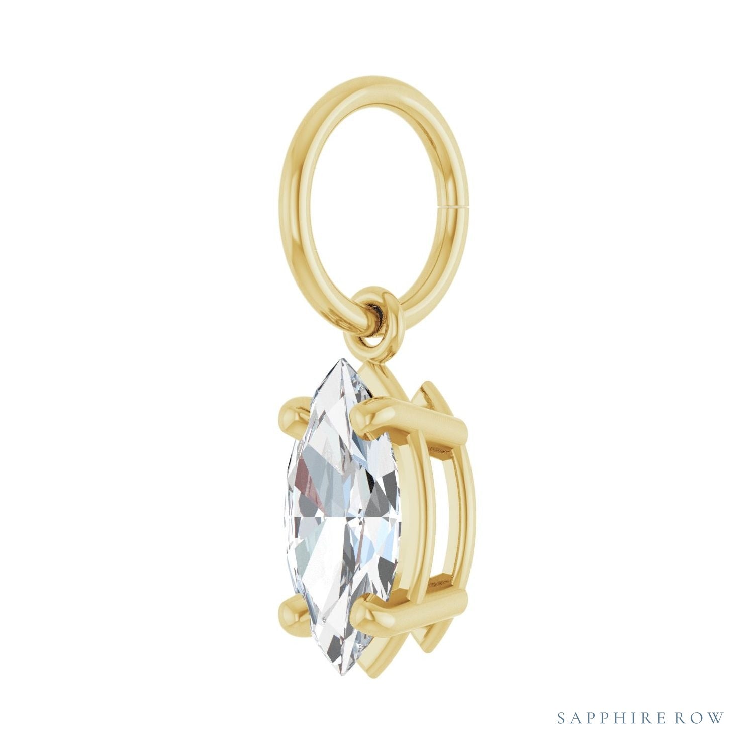 Sapphire Row Lab-Grown Diamond Floating Marquise Pendant - 14K Yellow Gold, 1/2 ctw (view 2)