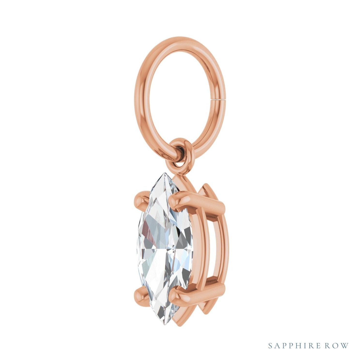 Sapphire Row Lab-Grown Diamond Floating Marquise Pendant - 14K Rose Gold, 1/2 ctw (view 2)