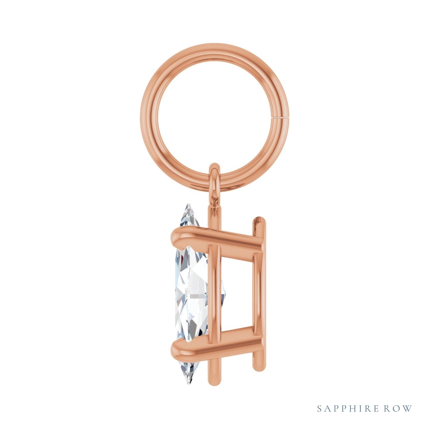 Sapphire Row Lab-Grown Diamond Floating Marquise Pendant - 14K Rose Gold, 1/2 ctw (view 3)