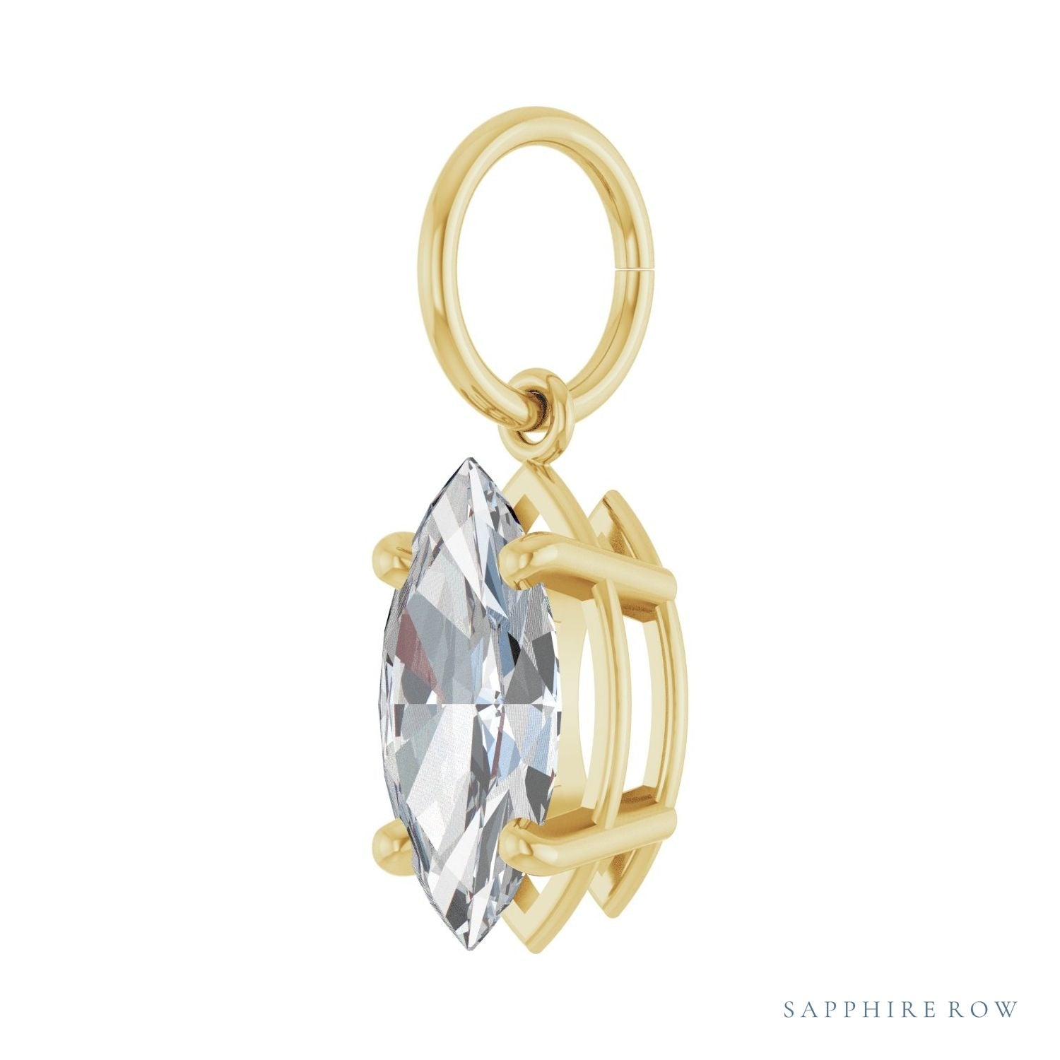 Sapphire Row Lab-Grown Diamond Floating Marquise Pendant - 14K Yellow Gold, 1 ctw (view 2)