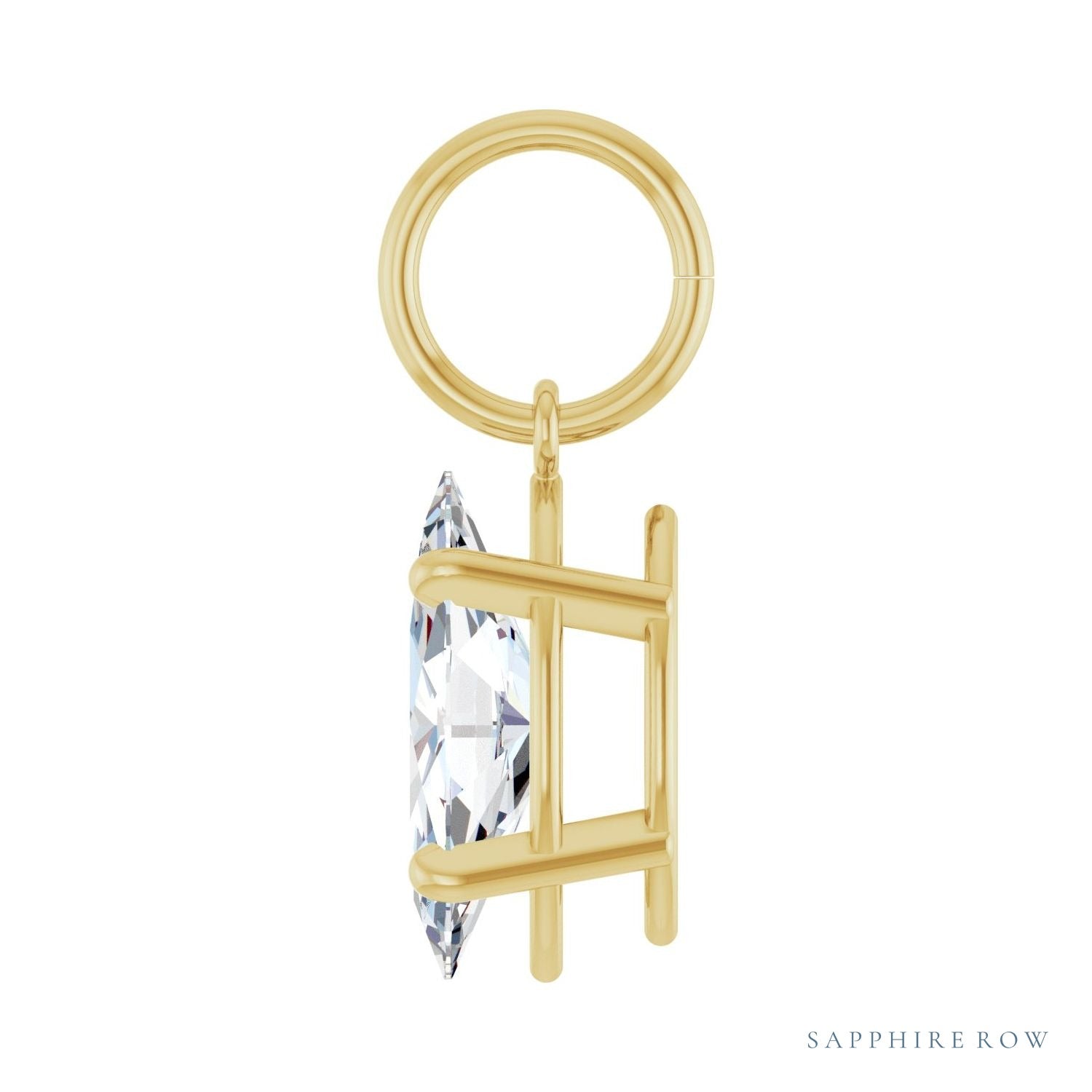Sapphire Row Lab-Grown Diamond Floating Marquise Pendant - 14K Yellow Gold, 1 ctw (view 3)