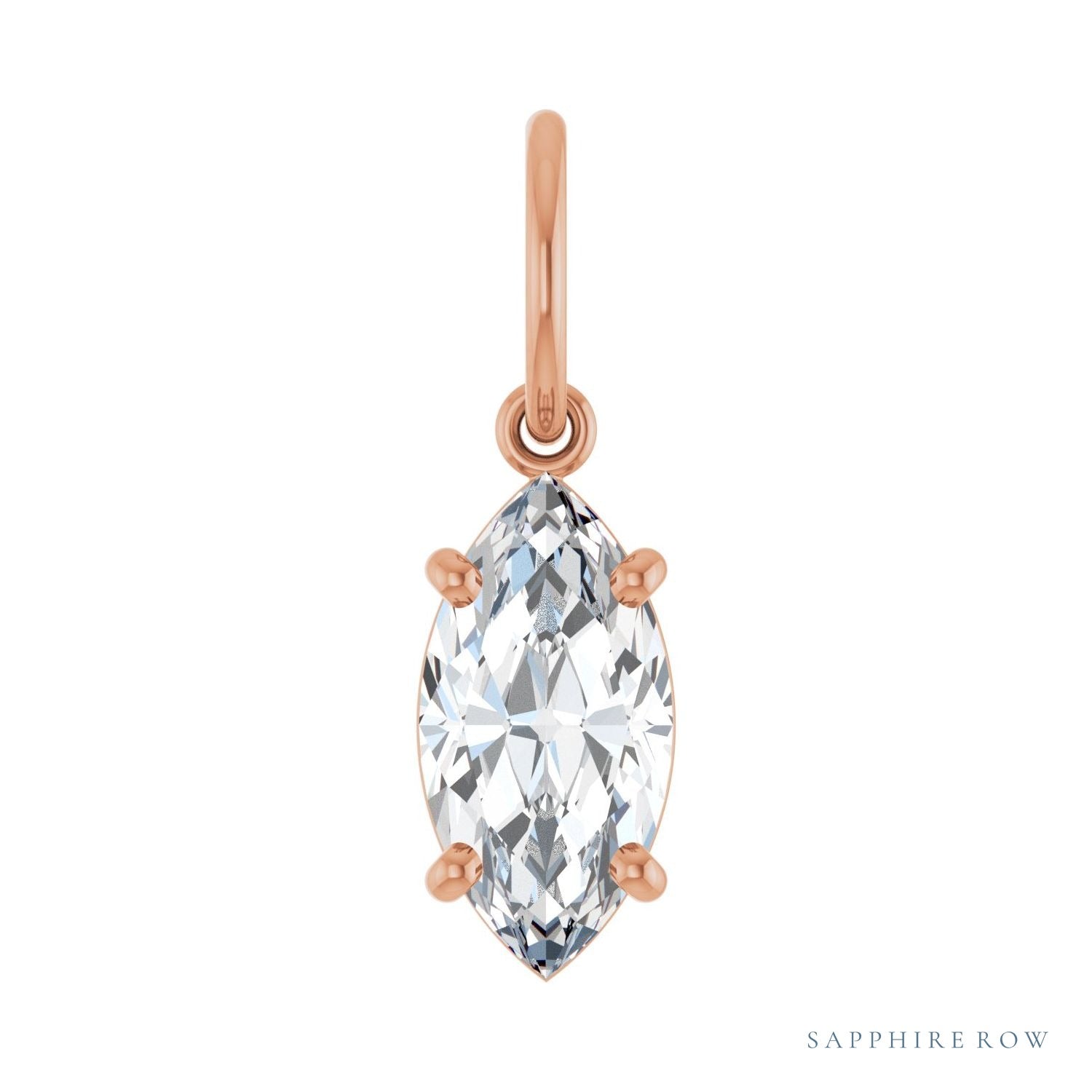 Sapphire Row Lab-Grown Diamond Floating Marquise Pendant - 14K Rose Gold, 1 ctw