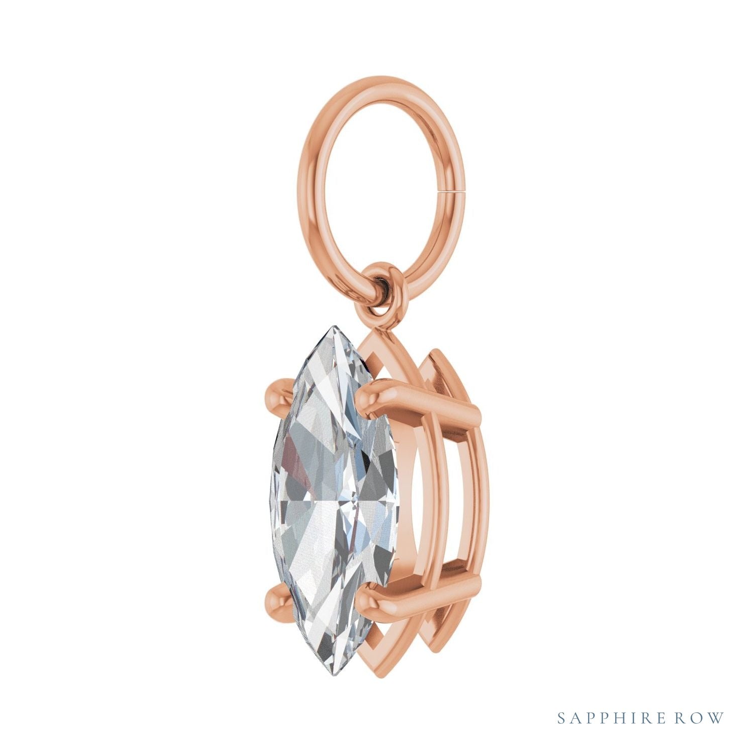 Sapphire Row Lab-Grown Diamond Floating Marquise Pendant - 14K Rose Gold, 1 ctw (view 2)