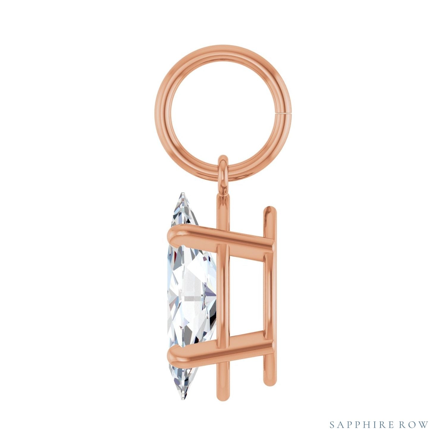 Sapphire Row Lab-Grown Diamond Floating Marquise Pendant - 14K Rose Gold, 1 ctw (view 3)