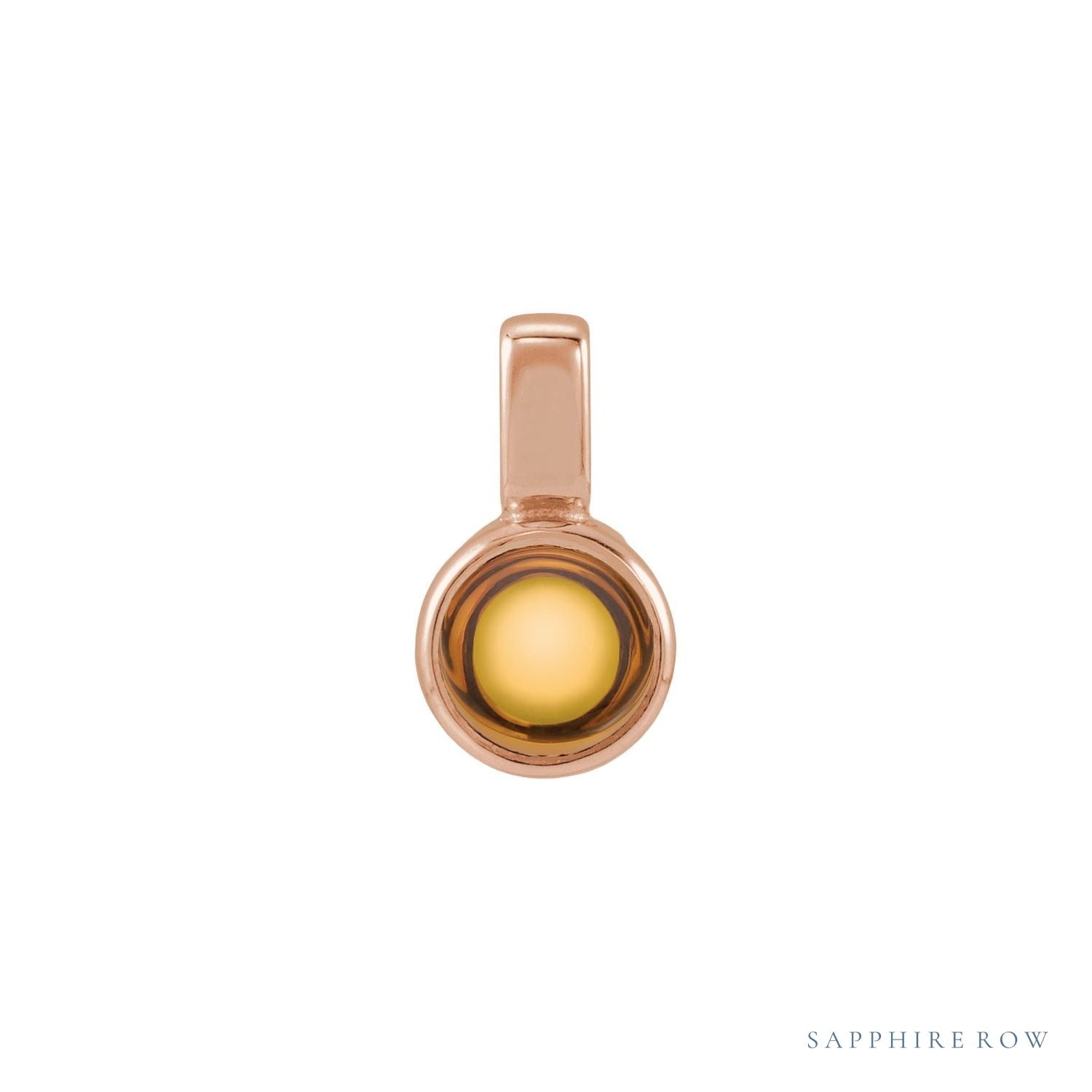 Sapphire Row Natural Cabochon Mini Fixed Bail Pendant - Citrine, 14K Rose Gold