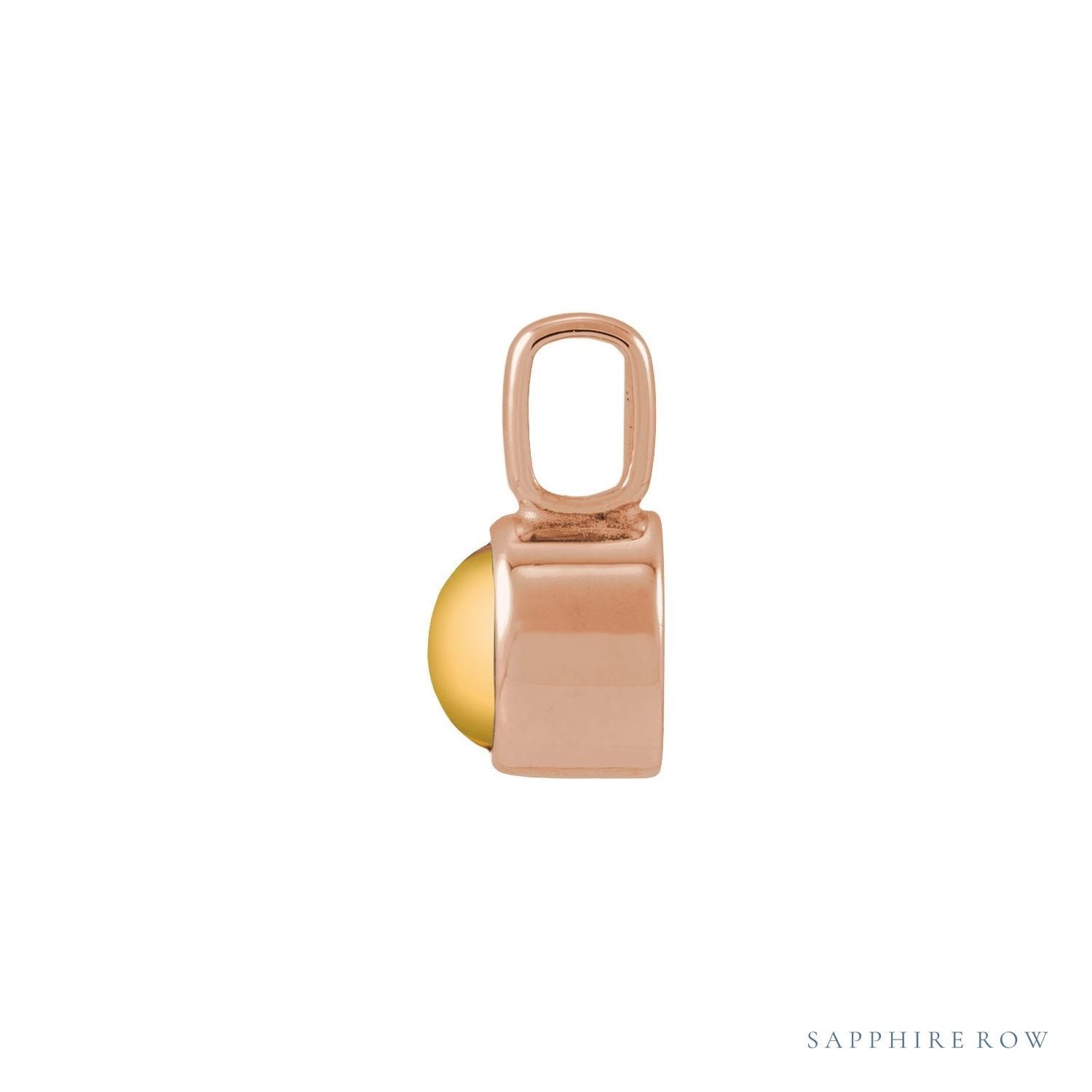 Sapphire Row Natural Cabochon Mini Fixed Bail Pendant - Citrine, 14K Rose Gold (view 2)