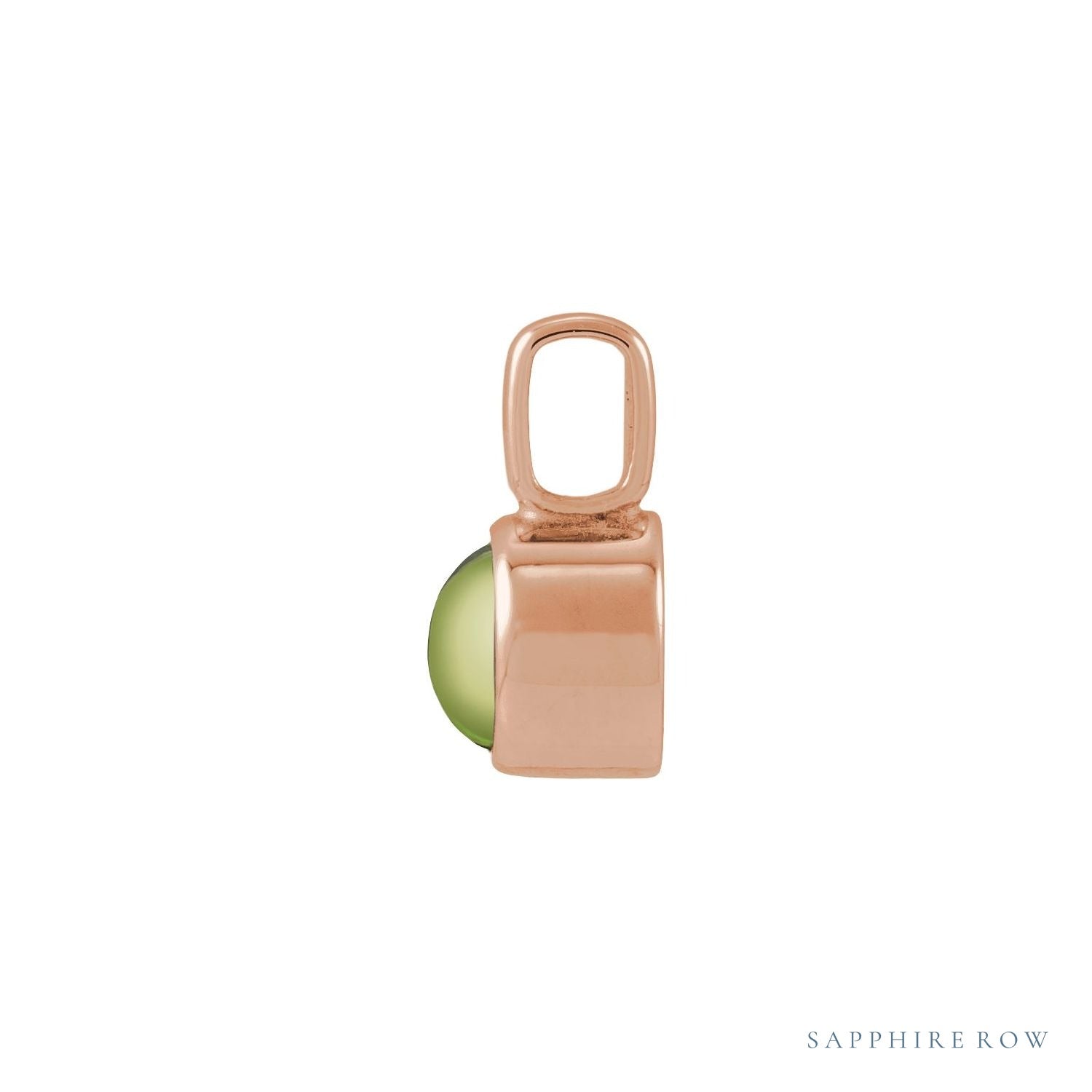 Sapphire Row Natural Cabochon Mini Fixed Bail Pendant - Peridot, 14K Rose Gold (view 2)