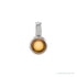 Sapphire Row Natural Cabochon Mini Fixed Bail Pendant - Citrine, Platinum