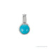 Sapphire Row Natural Cabochon Mini Fixed Bail Pendant - Turquoise, 14K White Gold