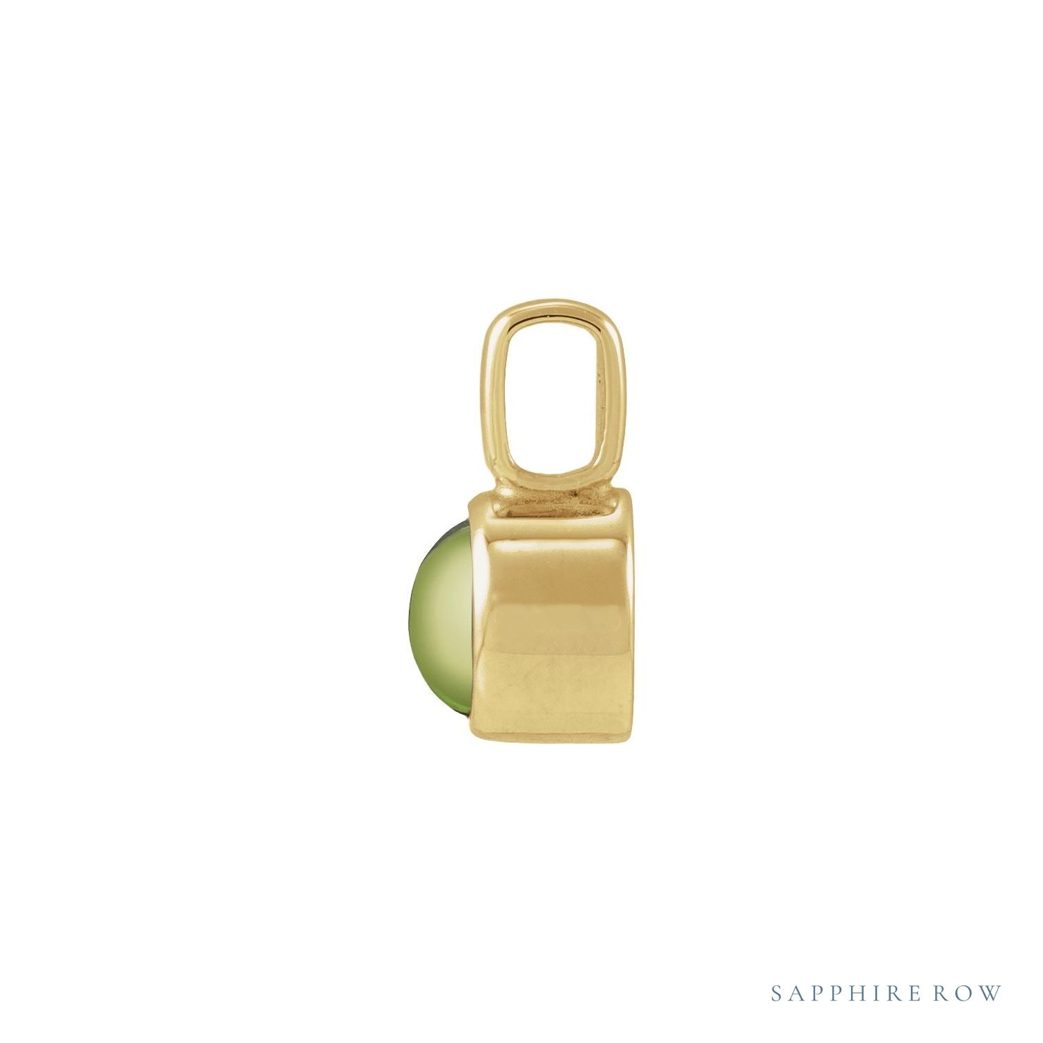 Sapphire Row Natural Cabochon Mini Fixed Bail Pendant - Peridot, 14K Yellow Gold (view 2)