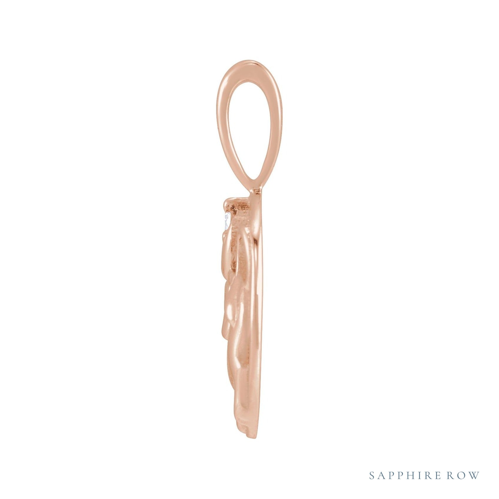 Sapphire Row Natural Diamond Chinese Zodiac Pendant - Ox, 14K Rose Gold (view 2)