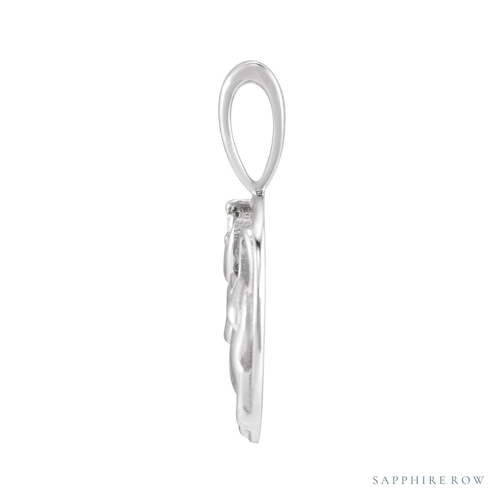 Sapphire Row Natural Diamond Chinese Zodiac Pendant - Ox, 14K White Gold (view 2)