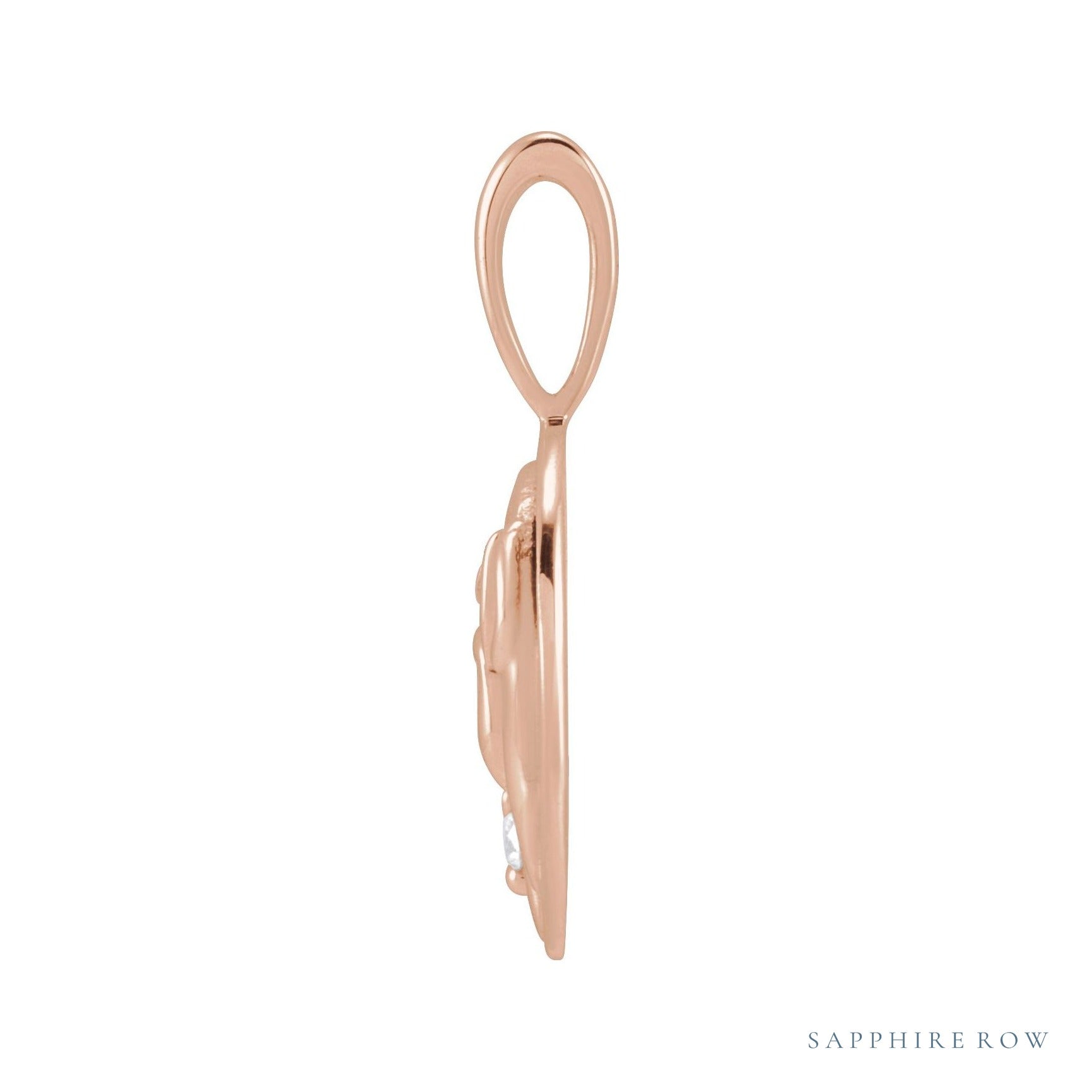 Sapphire Row Natural Diamond Chinese Zodiac Pendant - Pig, 14K Rose Gold (view 2)