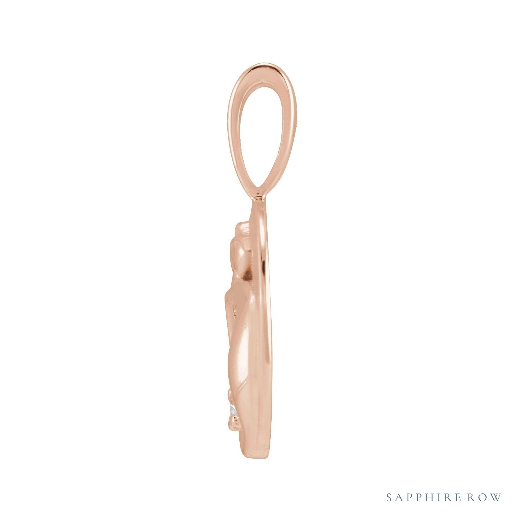 Sapphire Row Natural Diamond Chinese Zodiac Pendant - Rat, 14K Rose Gold (view 2)