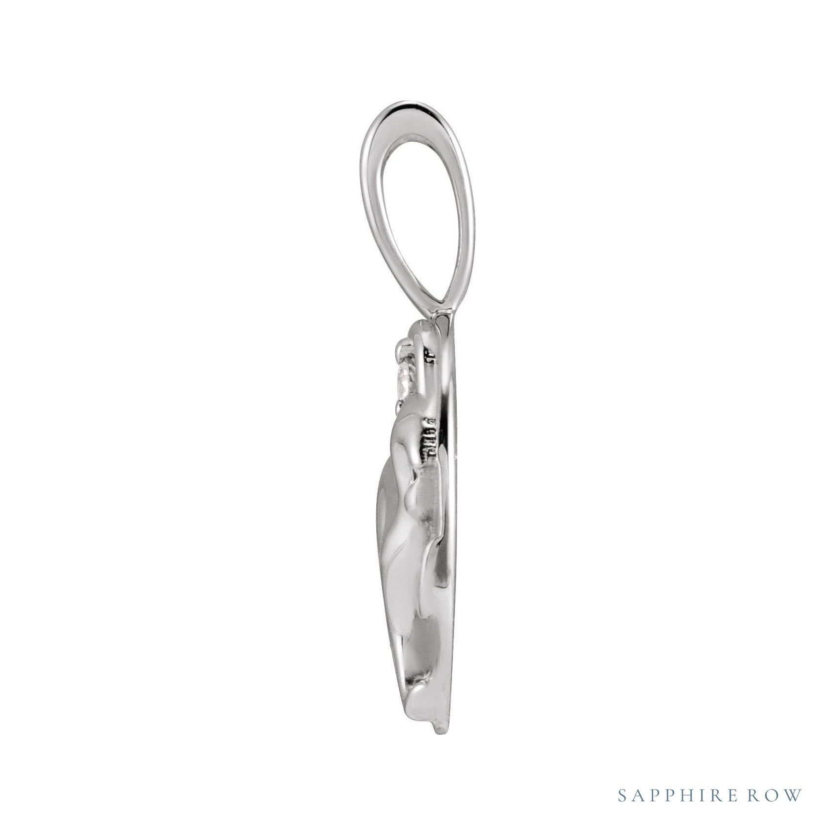Sapphire Row Natural Diamond Chinese Zodiac Pendant - Monkey, 14K White Gold (view 2)