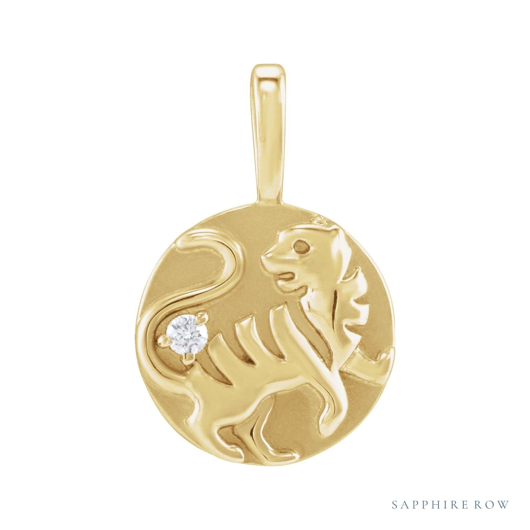 Sapphire Row Natural Diamond Chinese Zodiac Pendant - Tiger, 14K Yellow Gold
