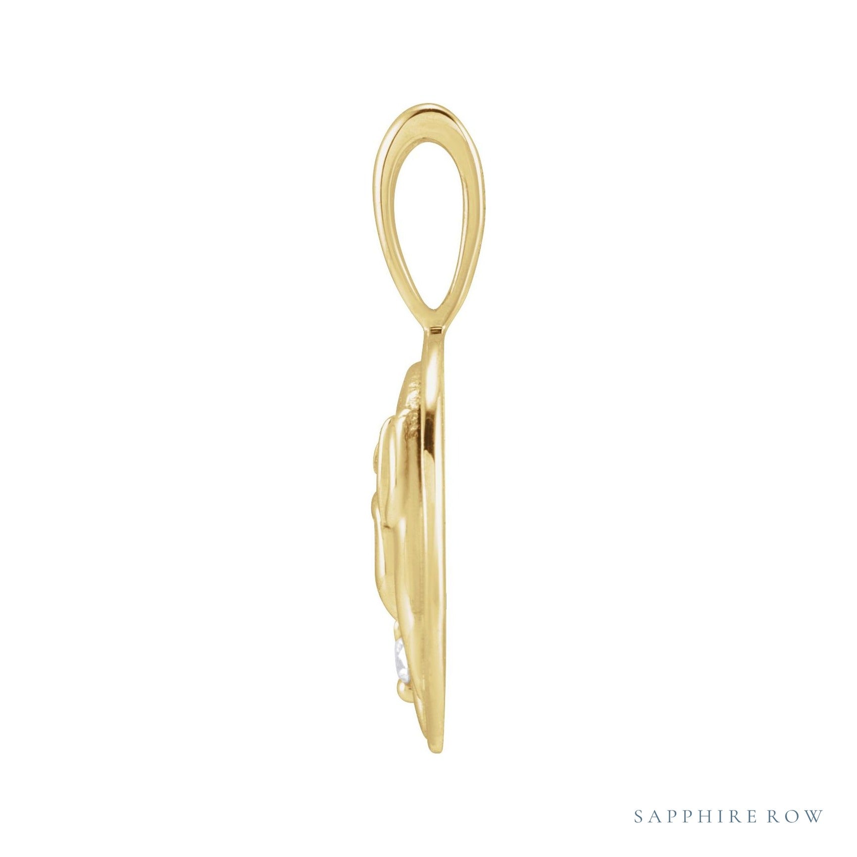 Sapphire Row Natural Diamond Chinese Zodiac Pendant - Pig, 14K Yellow Gold (view 2)