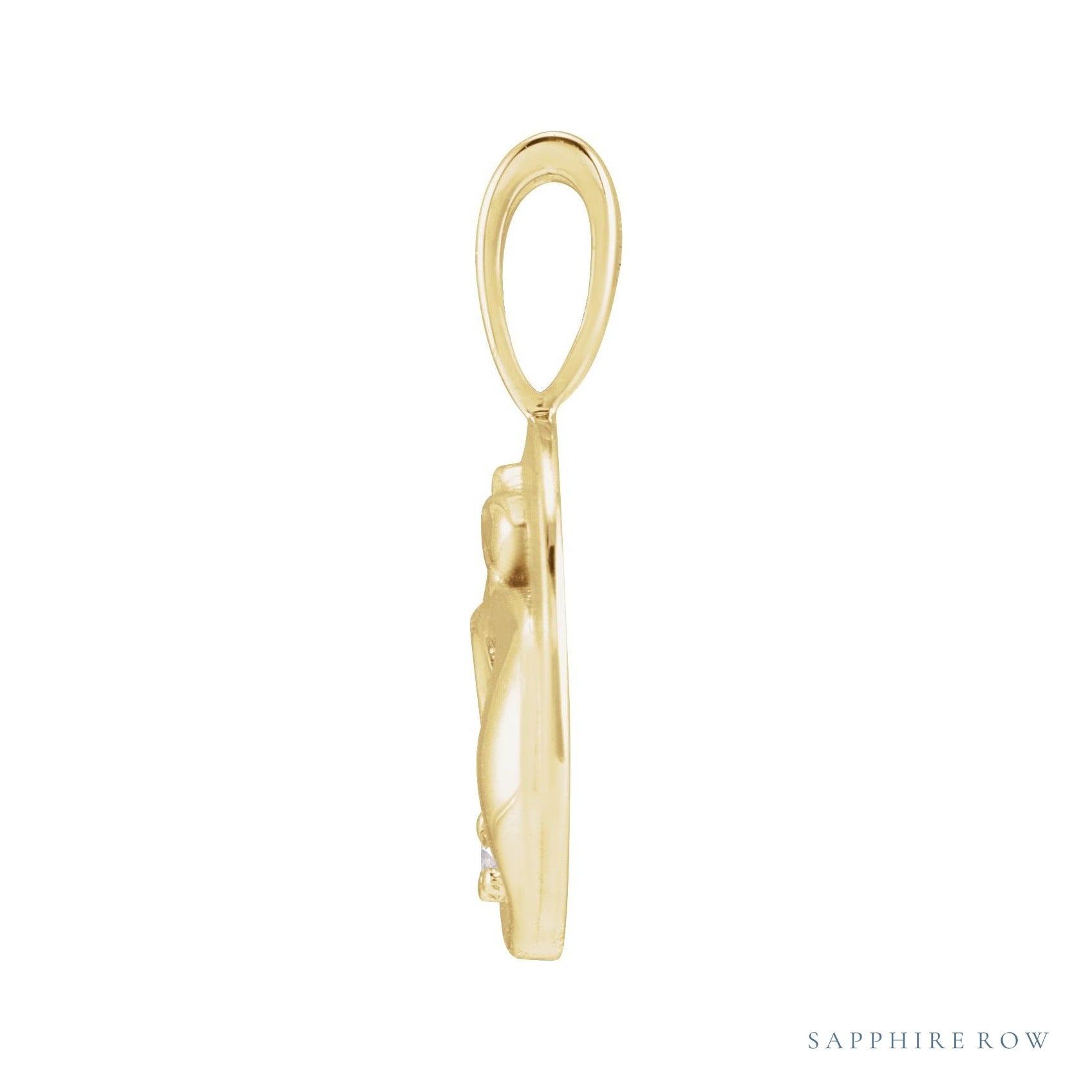 Sapphire Row Natural Diamond Chinese Zodiac Pendant - Rat, 14K Yellow Gold (view 2)