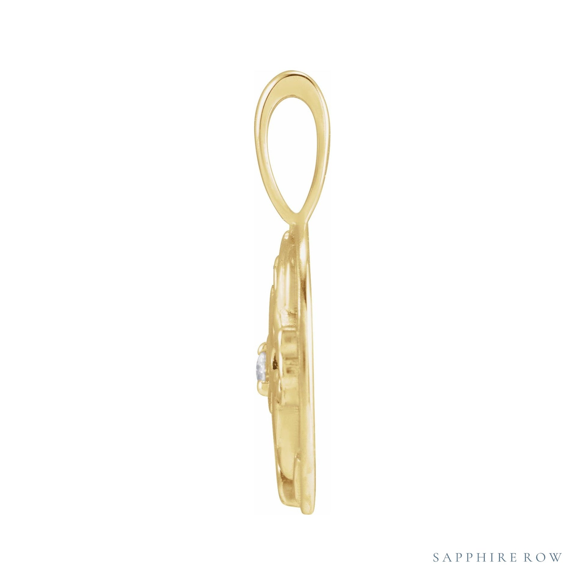 Sapphire Row Natural Diamond Chinese Zodiac Pendant - Dragon, 14K Yellow Gold (view 2)