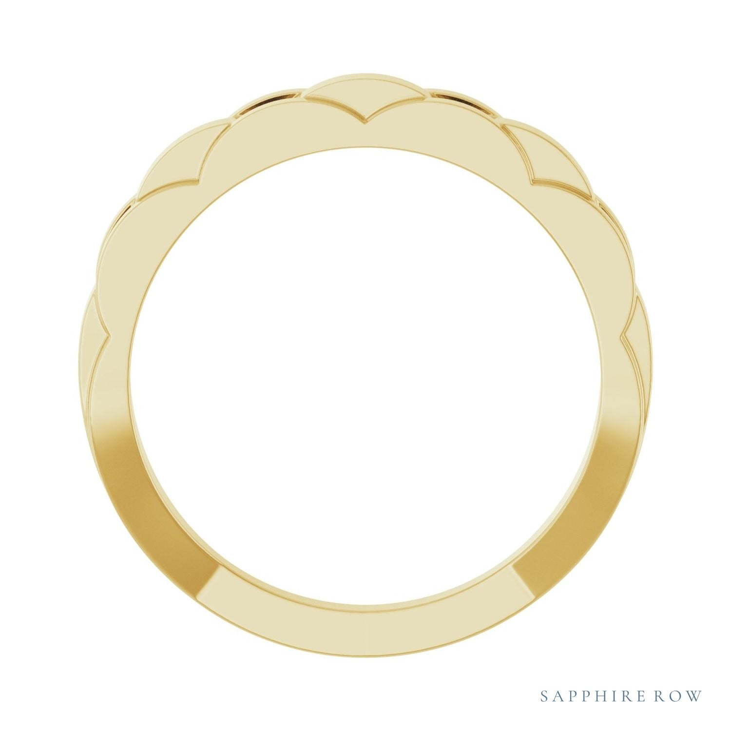Sapphire Row Gold Chain Link Ring - 14K Yellow Gold (view 2)