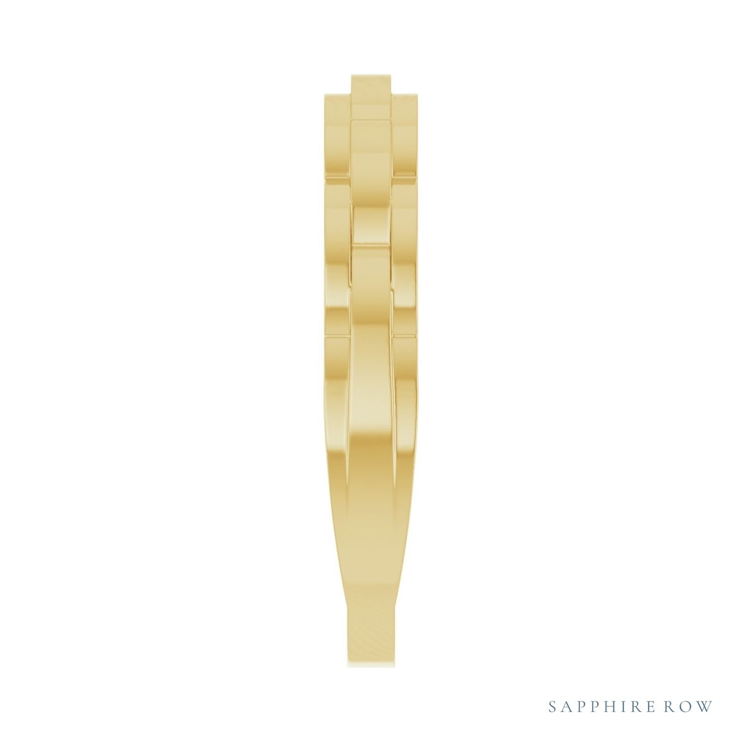 Sapphire Row Gold Chain Link Ring - 14K Yellow Gold (view 4)
