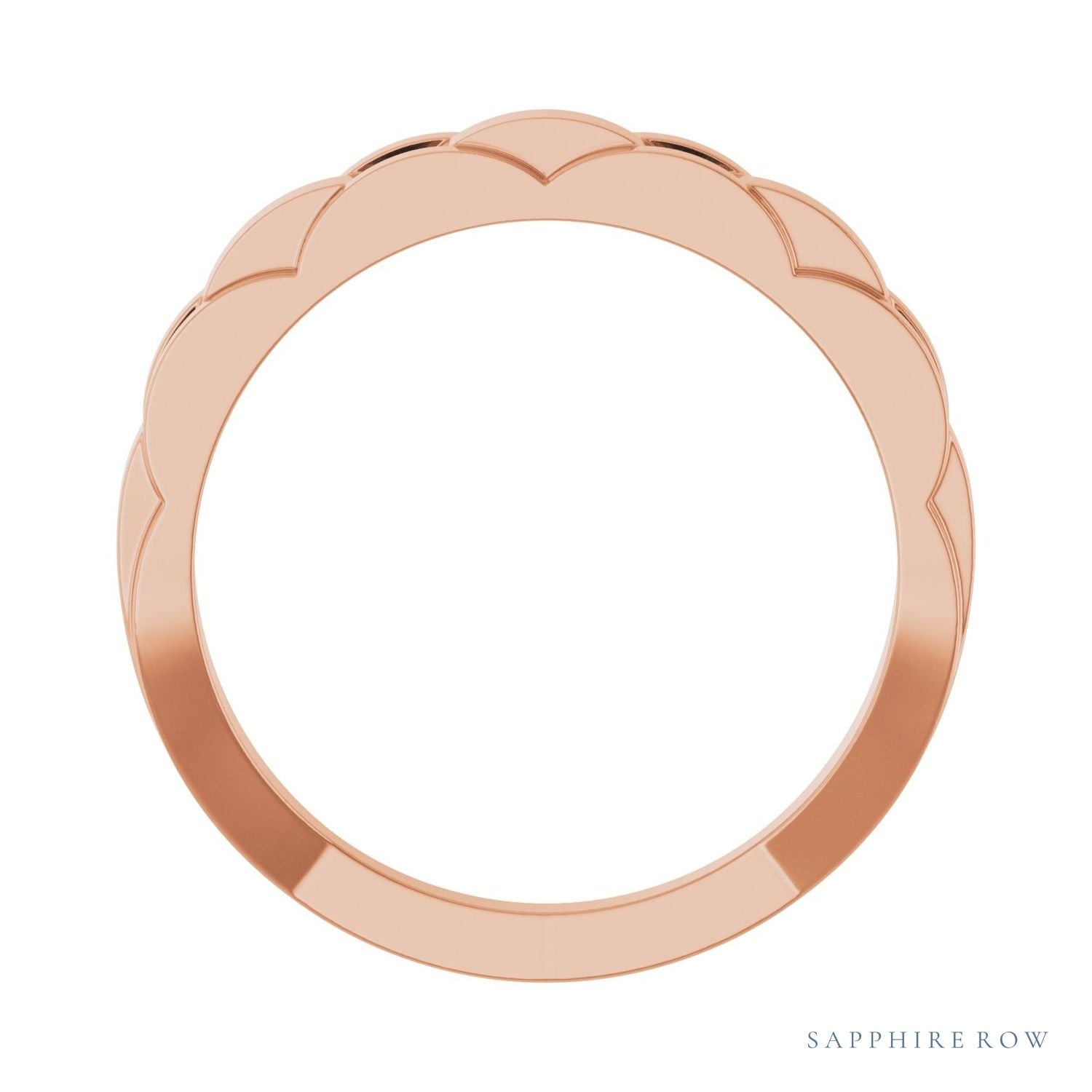 Sapphire Row Gold Chain Link Ring - 14K Rose Gold (view 2)