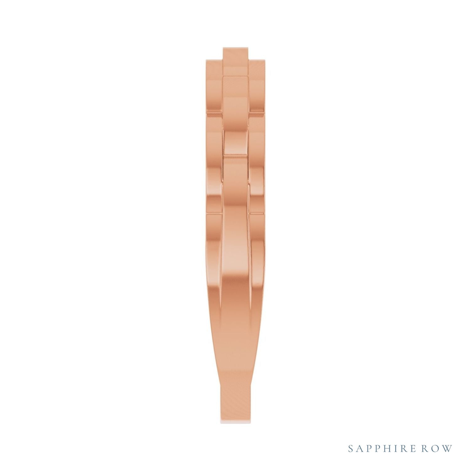 Sapphire Row Gold Chain Link Ring - 14K Rose Gold (view 4)