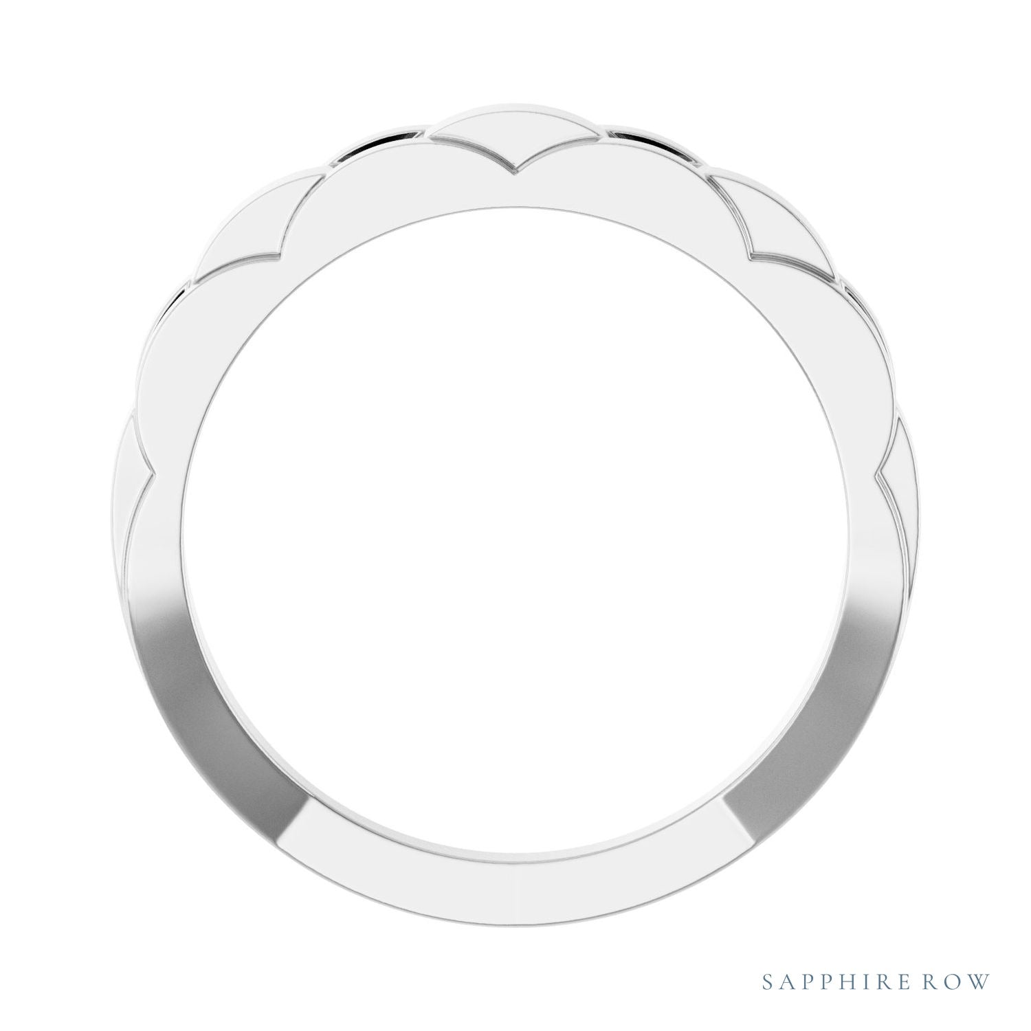 Sapphire Row Gold Chain Link Ring - Platinum (view 2)