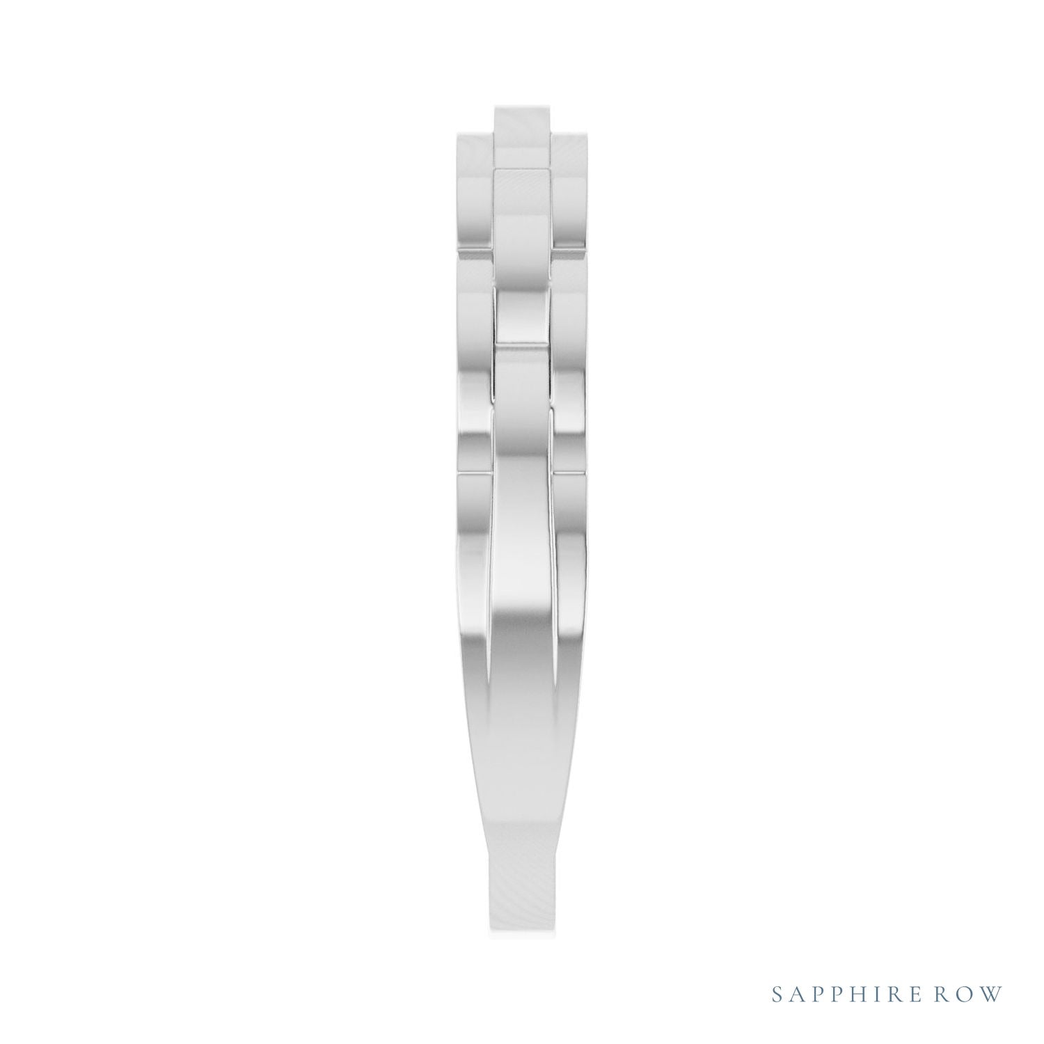 Sapphire Row Gold Chain Link Ring - Platinum (view 4)