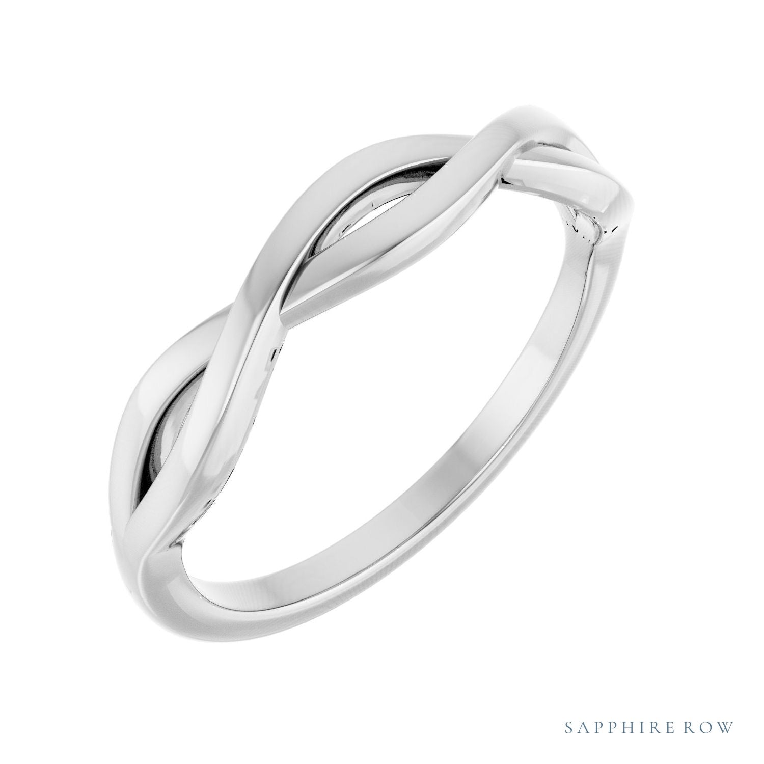 Sapphire Row Gold Twisted Stacking Ring - Platinum