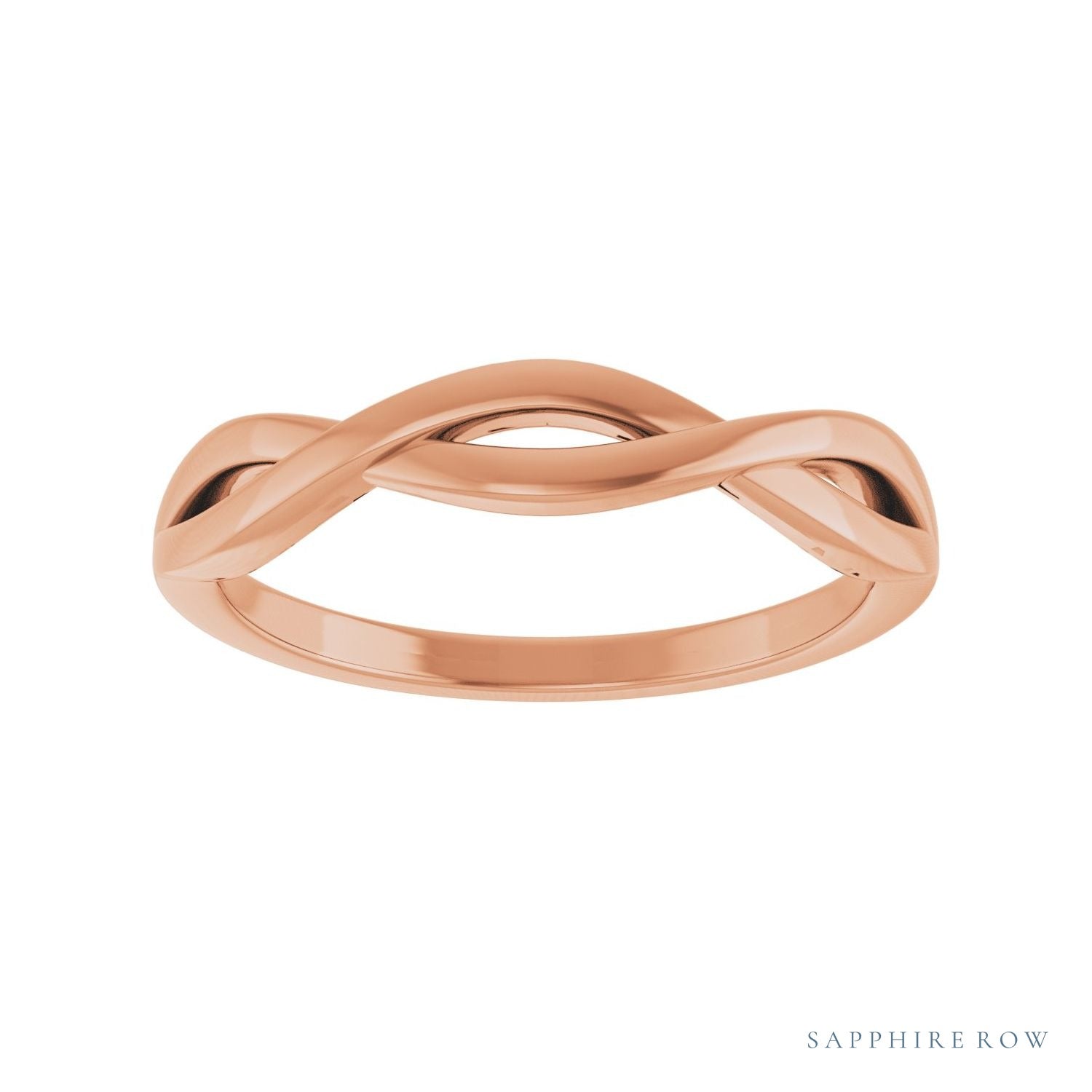 Sapphire Row Gold Twisted Stacking Ring - 14K Rose Gold (view 3)