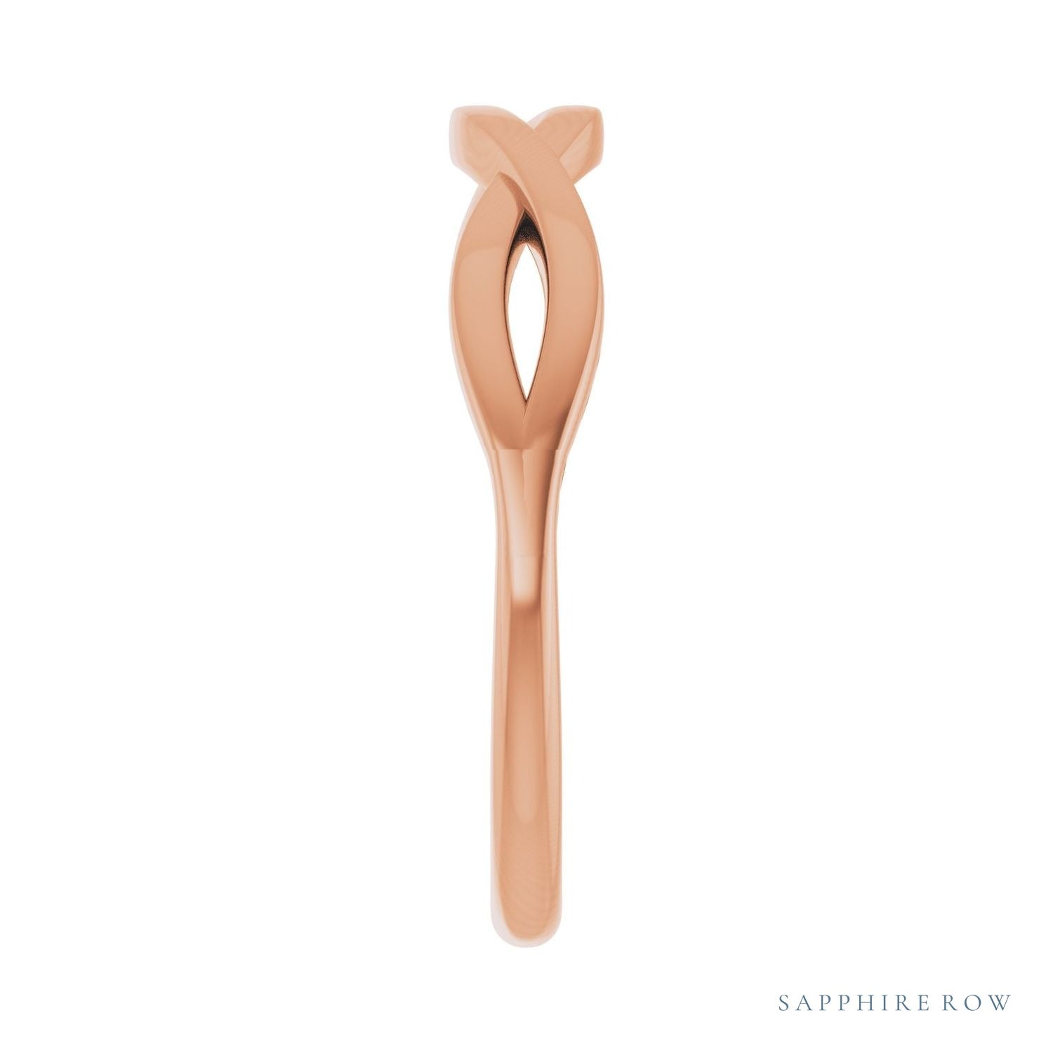 Sapphire Row Gold Twisted Stacking Ring - 14K Rose Gold (view 4)