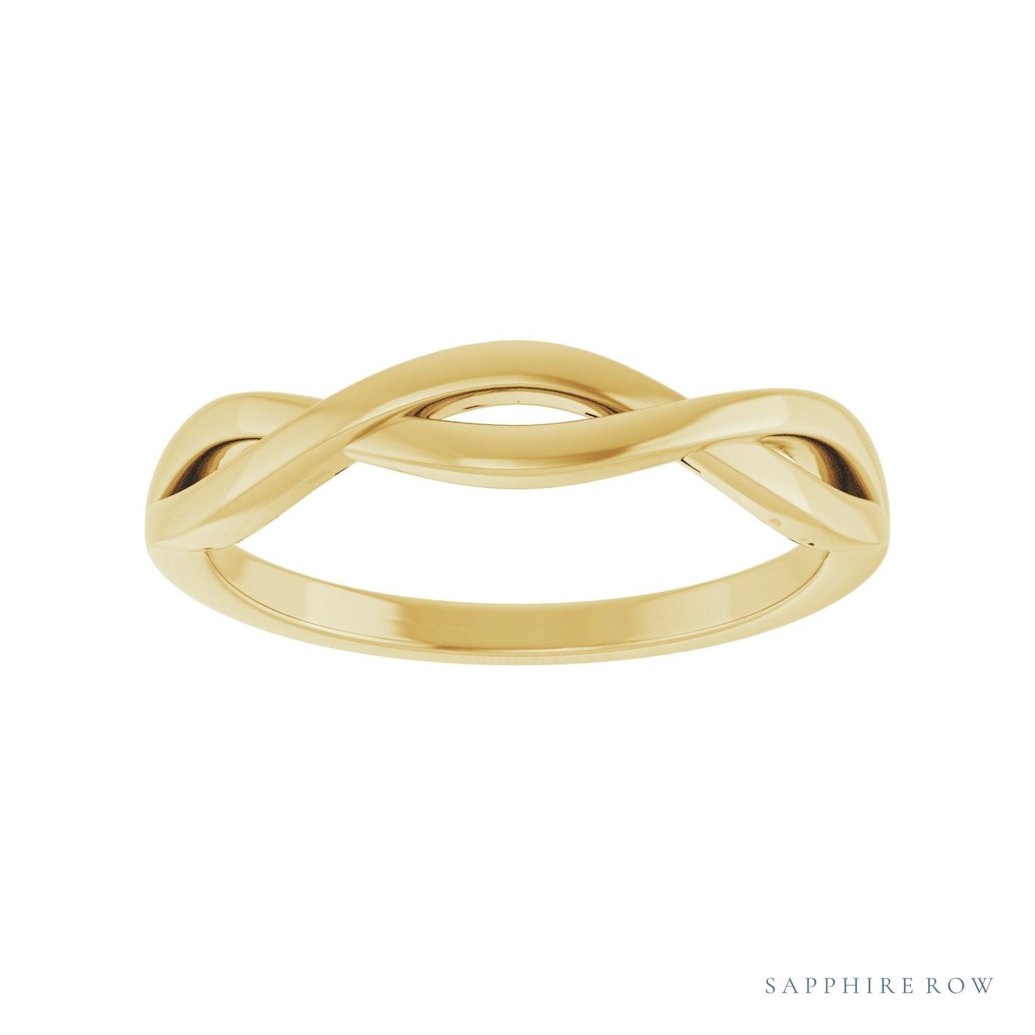 Sapphire Row Gold Twisted Stacking Ring - 14K Yellow Gold (view 3)