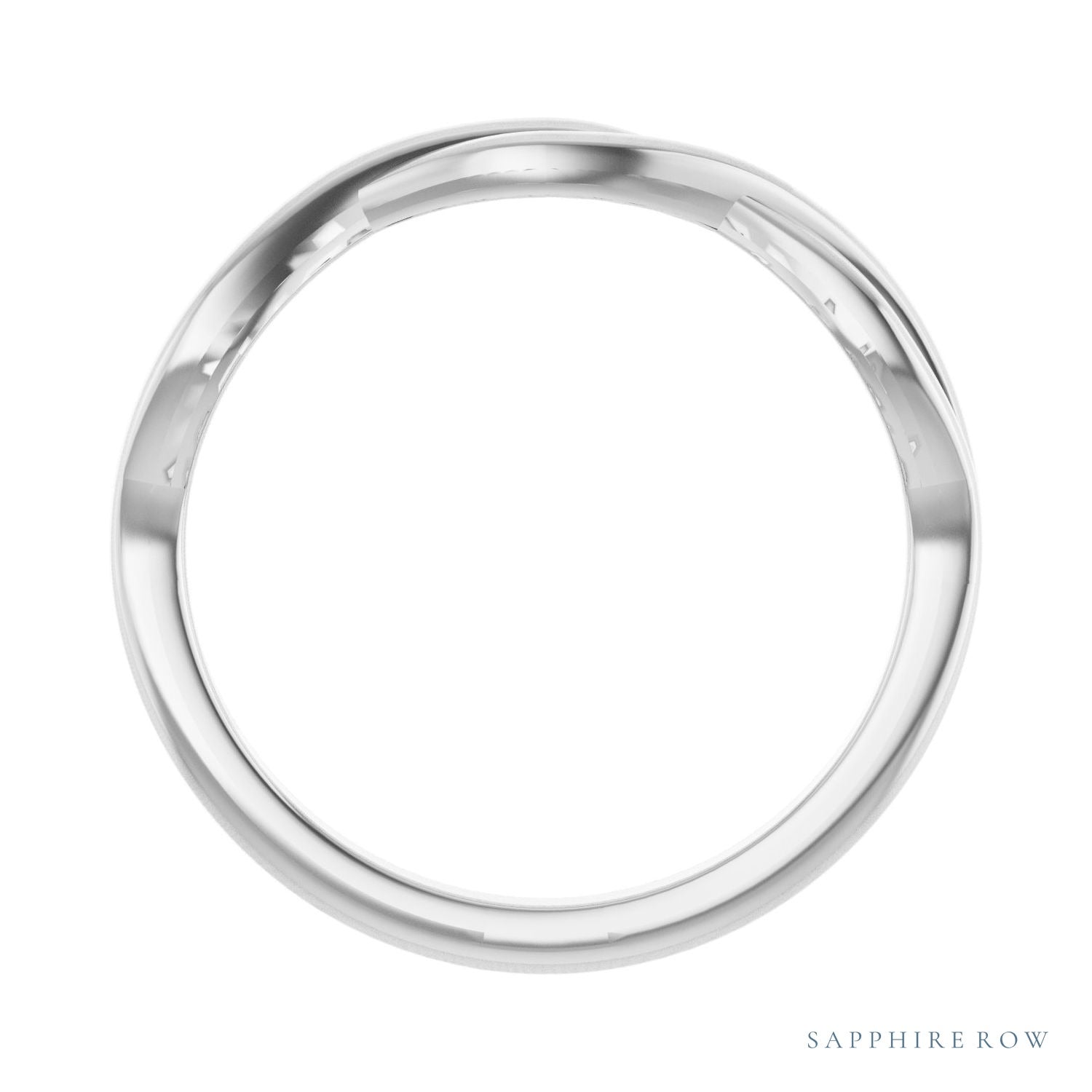 Sapphire Row Gold Twisted Stacking Ring - 14K White Gold (view 2)