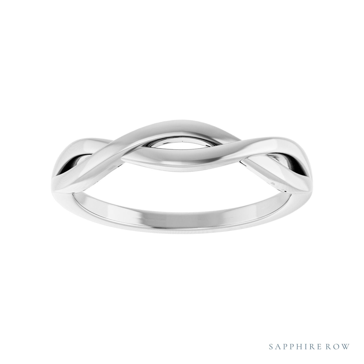 Sapphire Row Gold Twisted Stacking Ring - 14K White Gold (view 3)