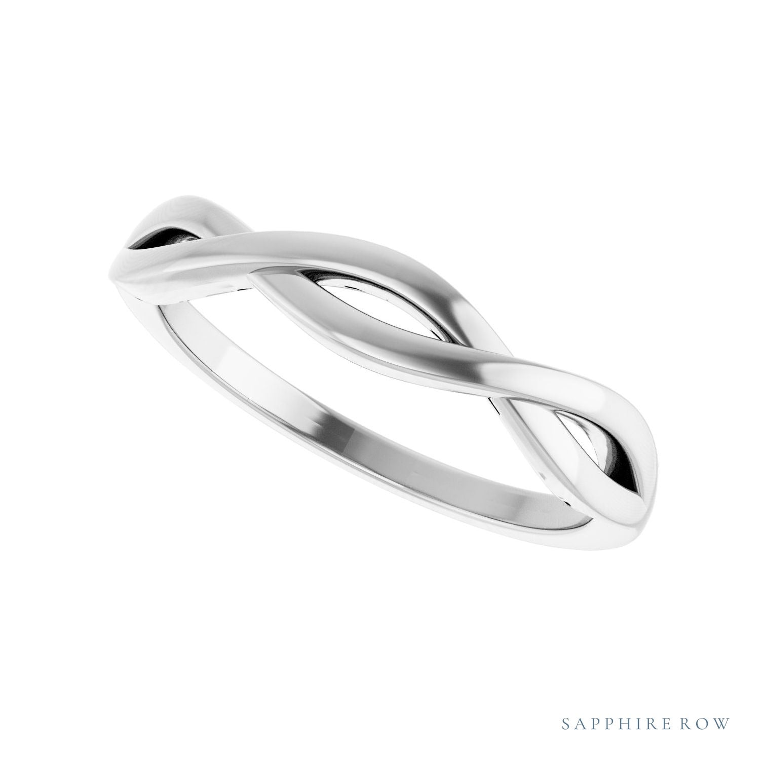 Sapphire Row Gold Twisted Stacking Ring - 14K White Gold (view 5)