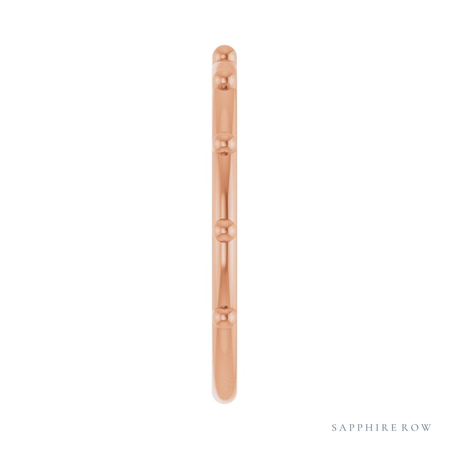 Sapphire Row Gold Bead Station Ring - 14K Rose Gold (view 4)