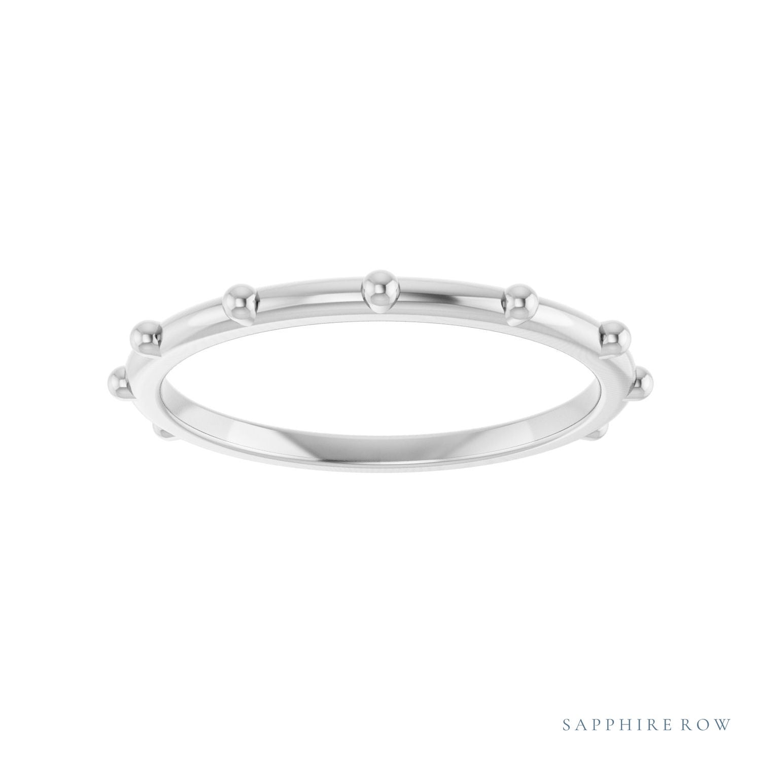 Sapphire Row Gold Bead Station Ring - Platinum (view 3)