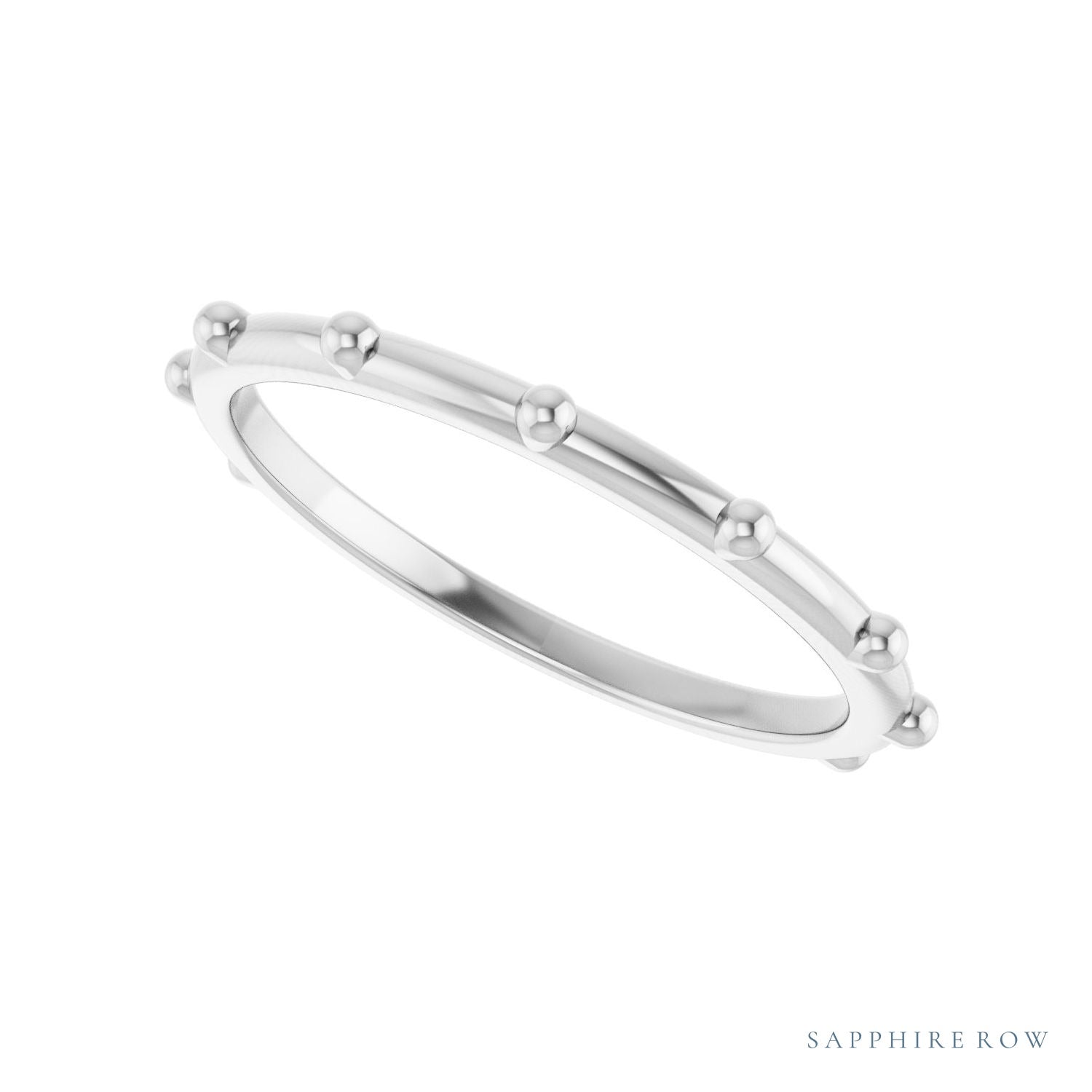 Sapphire Row Gold Bead Station Ring - Platinum (view 5)