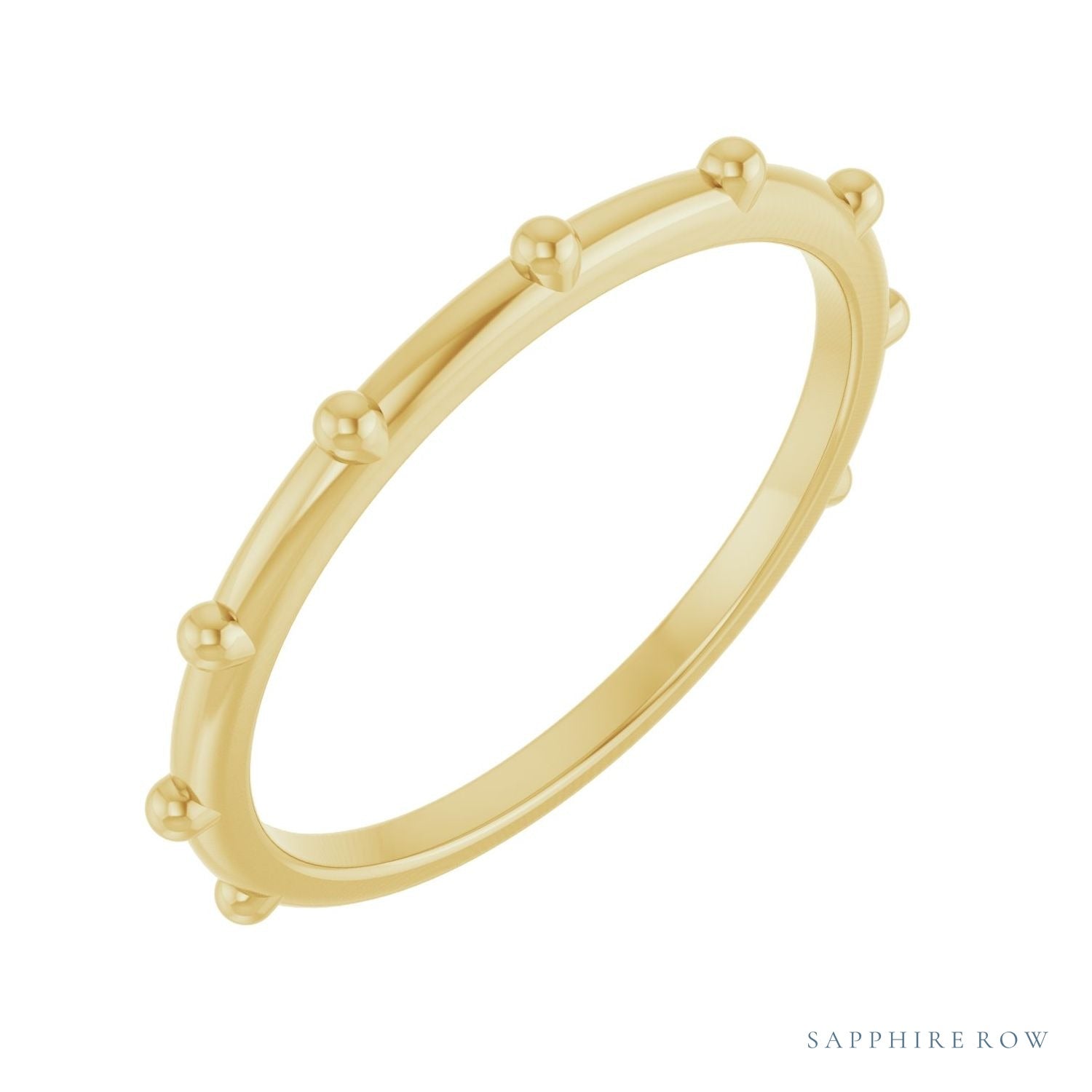 Sapphire Row Gold Bead Station Ring - 14K Yellow Gold